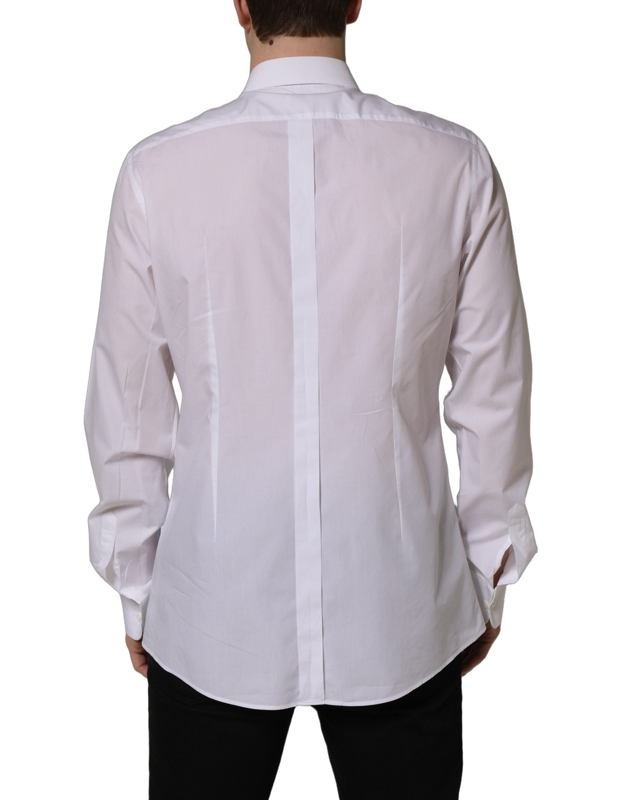 Dolce & Gabbana White Bib Cotton Poplin Dress Formal Shirt
