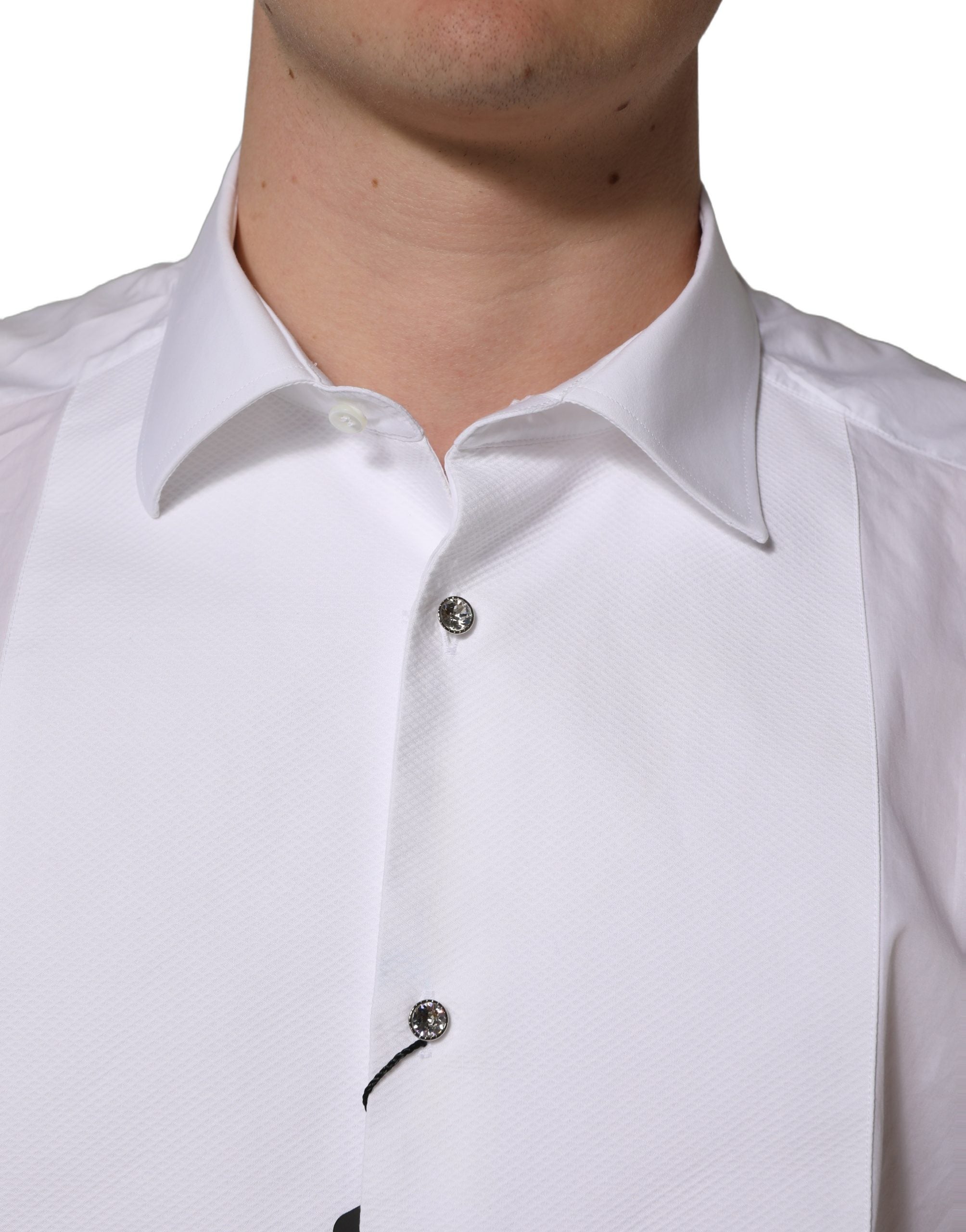 Dolce & Gabbana White Bib Cotton Poplin Dress Formal Shirt