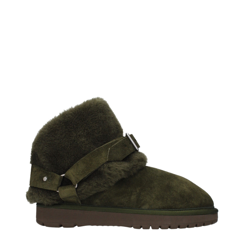 Burberry Khaki Green Sheepskin Shearling Chubby Boots