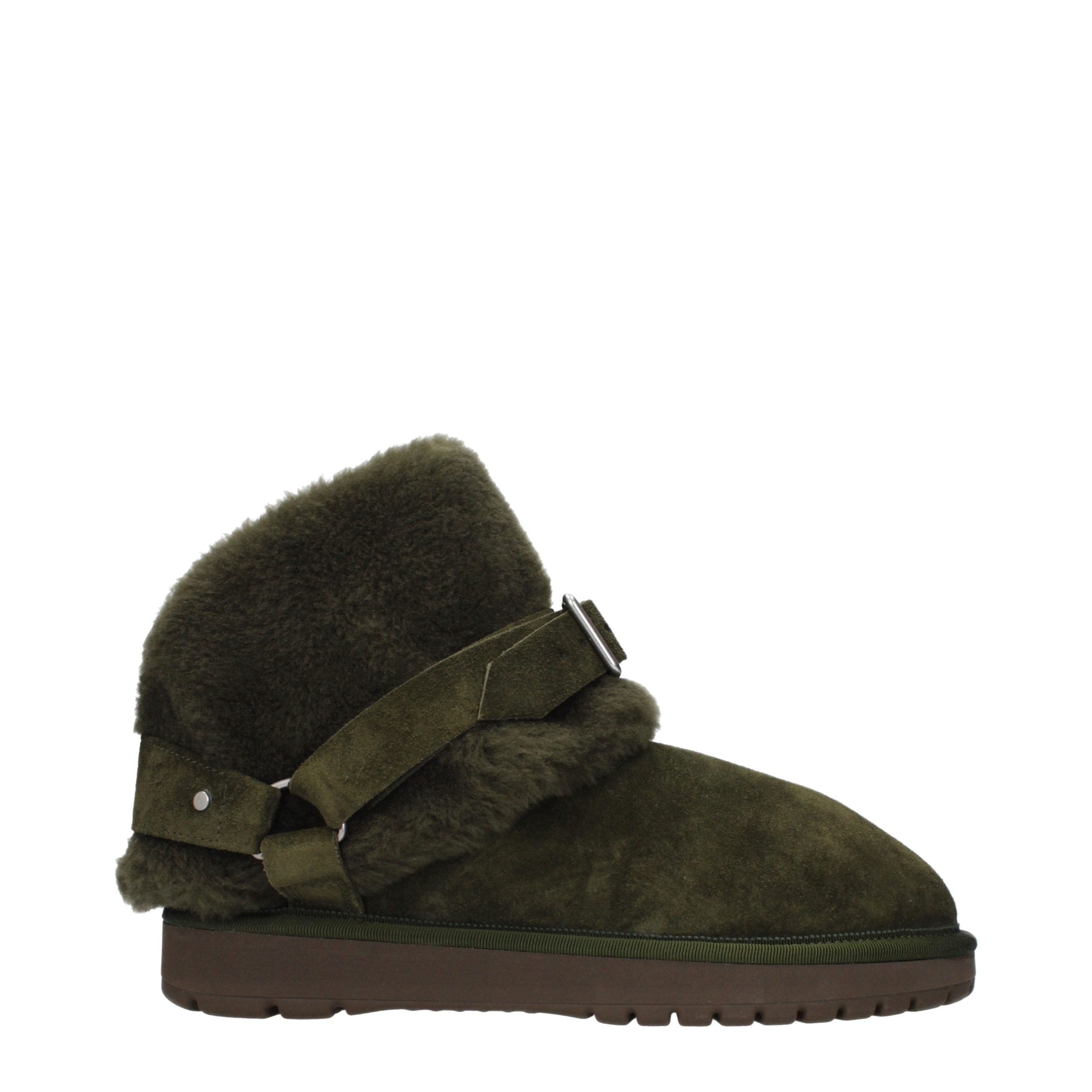 Burberry Khaki Green Sheepskin Shearling Chubby Boots