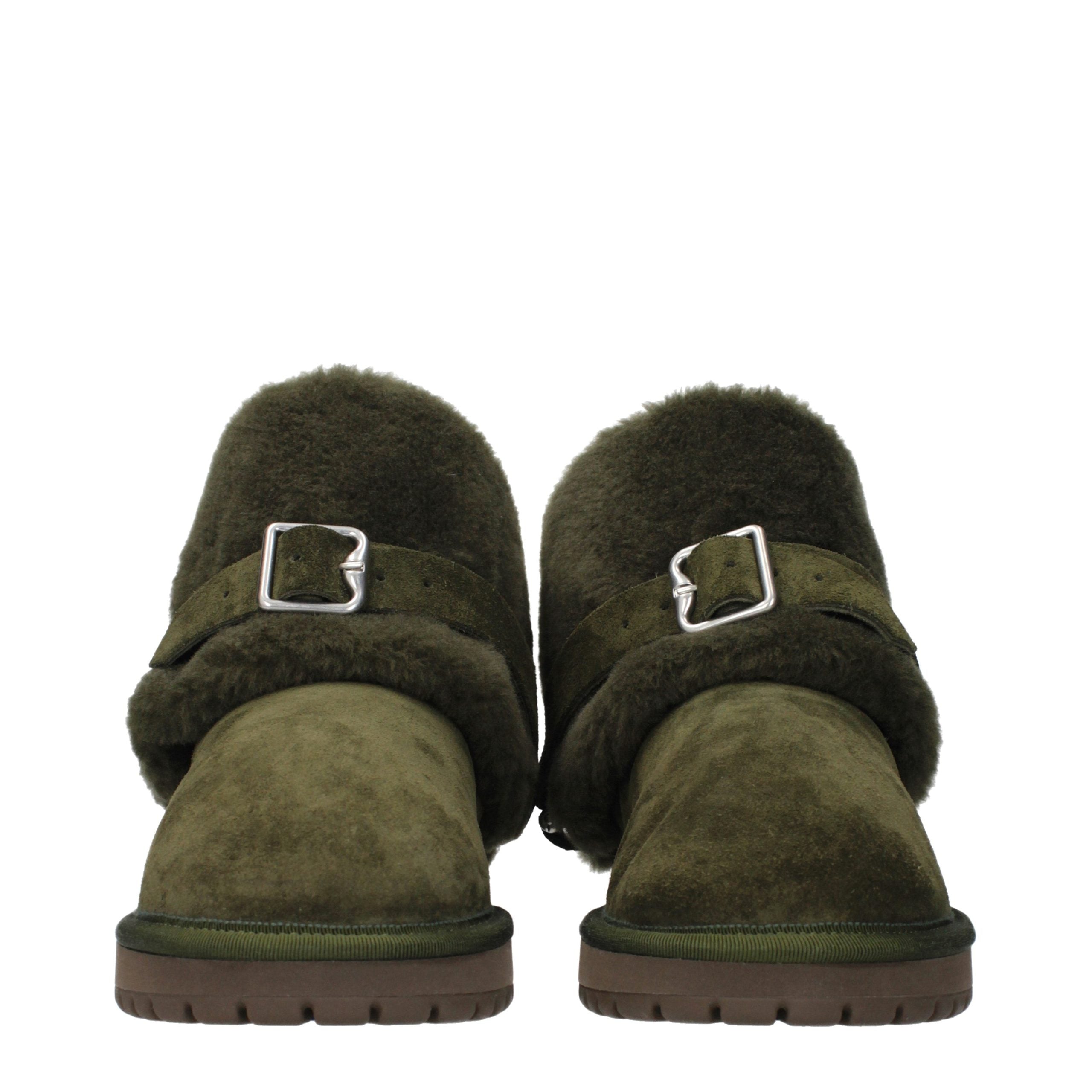 Burberry Khaki Green Sheepskin Shearling Chubby Boots