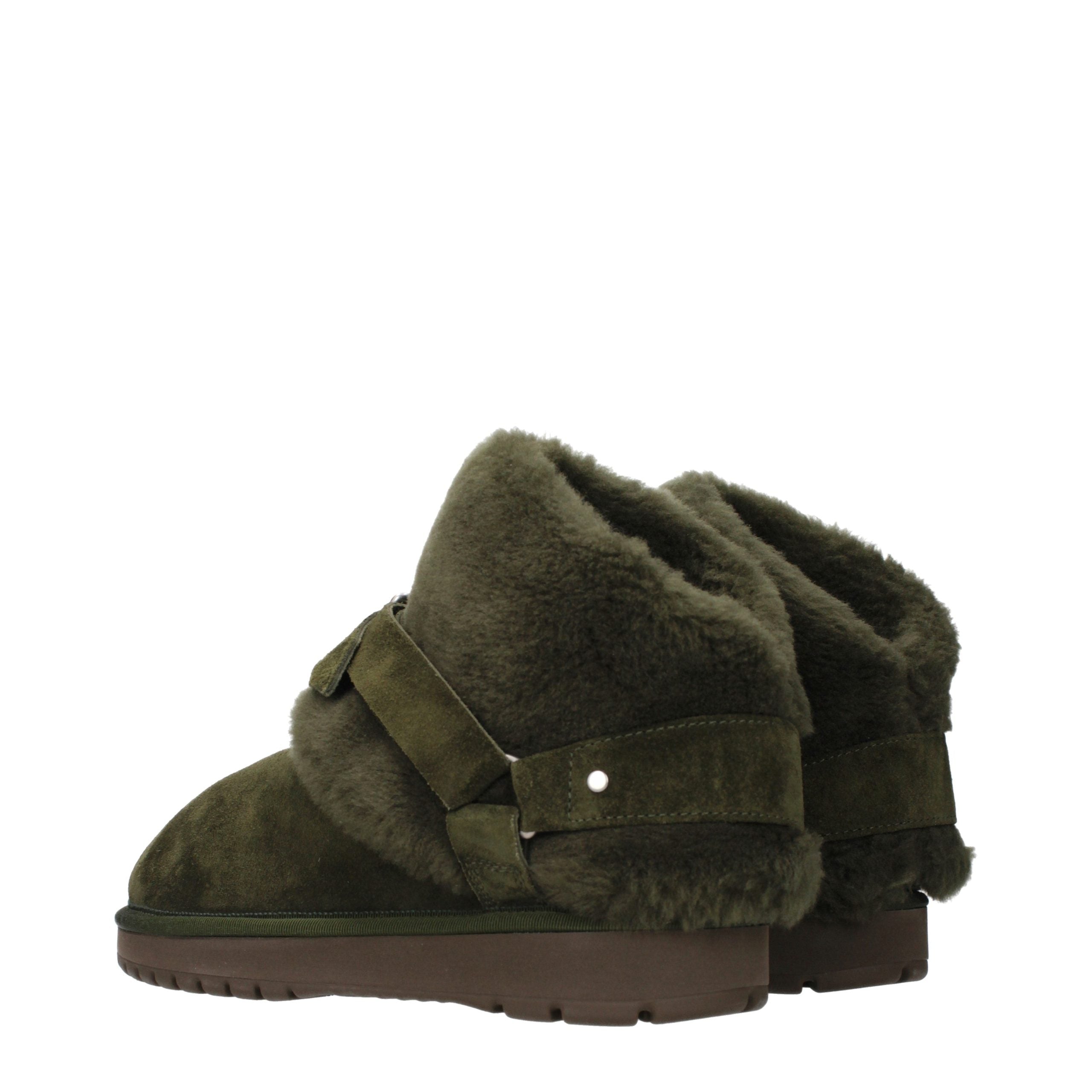 Burberry Khaki Green Sheepskin Shearling Chubby Boots