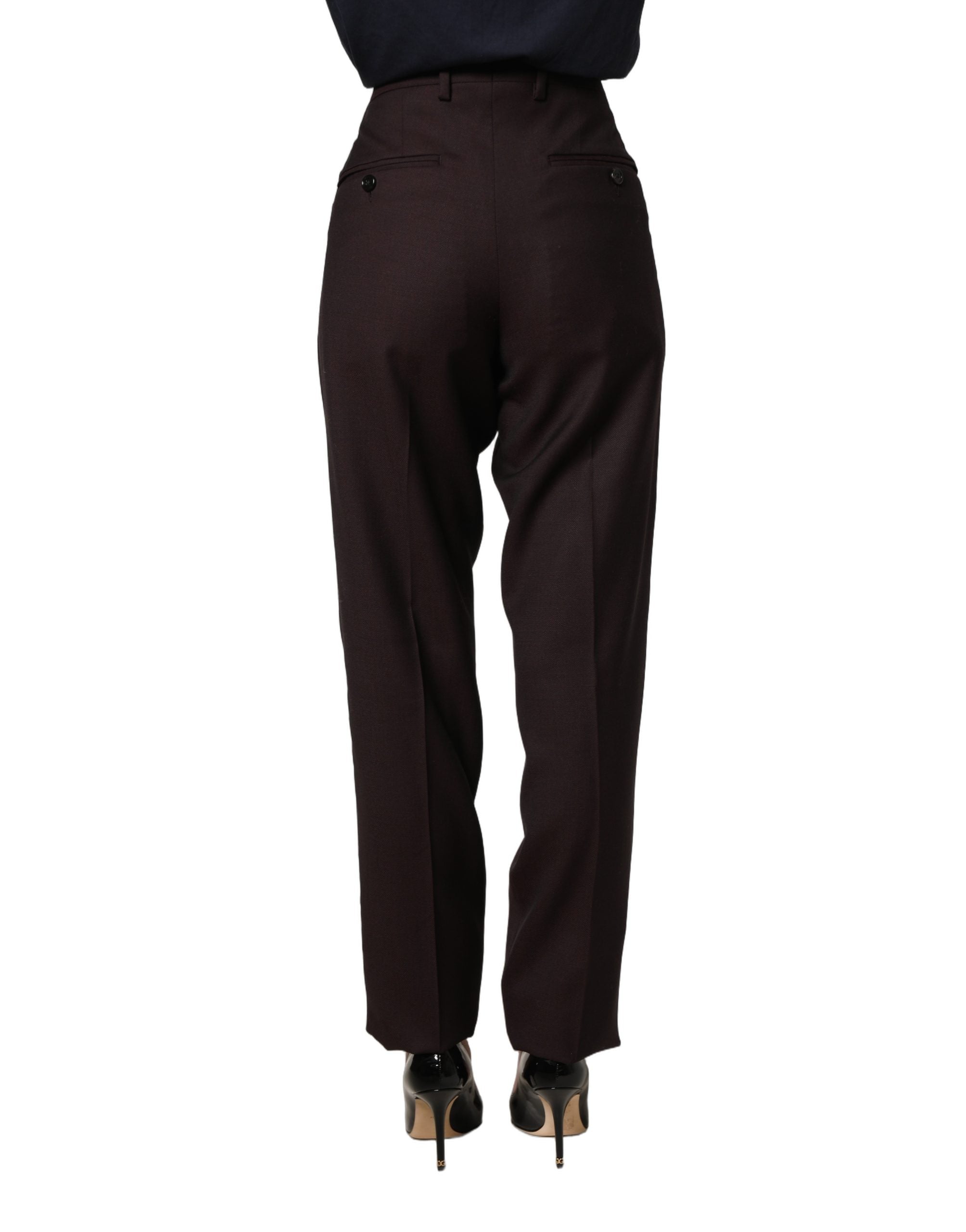 Dolce & Gabbana Brown Straight Leg Dress Silk Trousers Pants