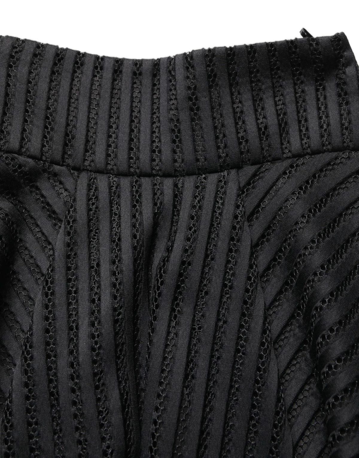 PINKO Cotton Striped Flared Silhouette Aline Midi Black