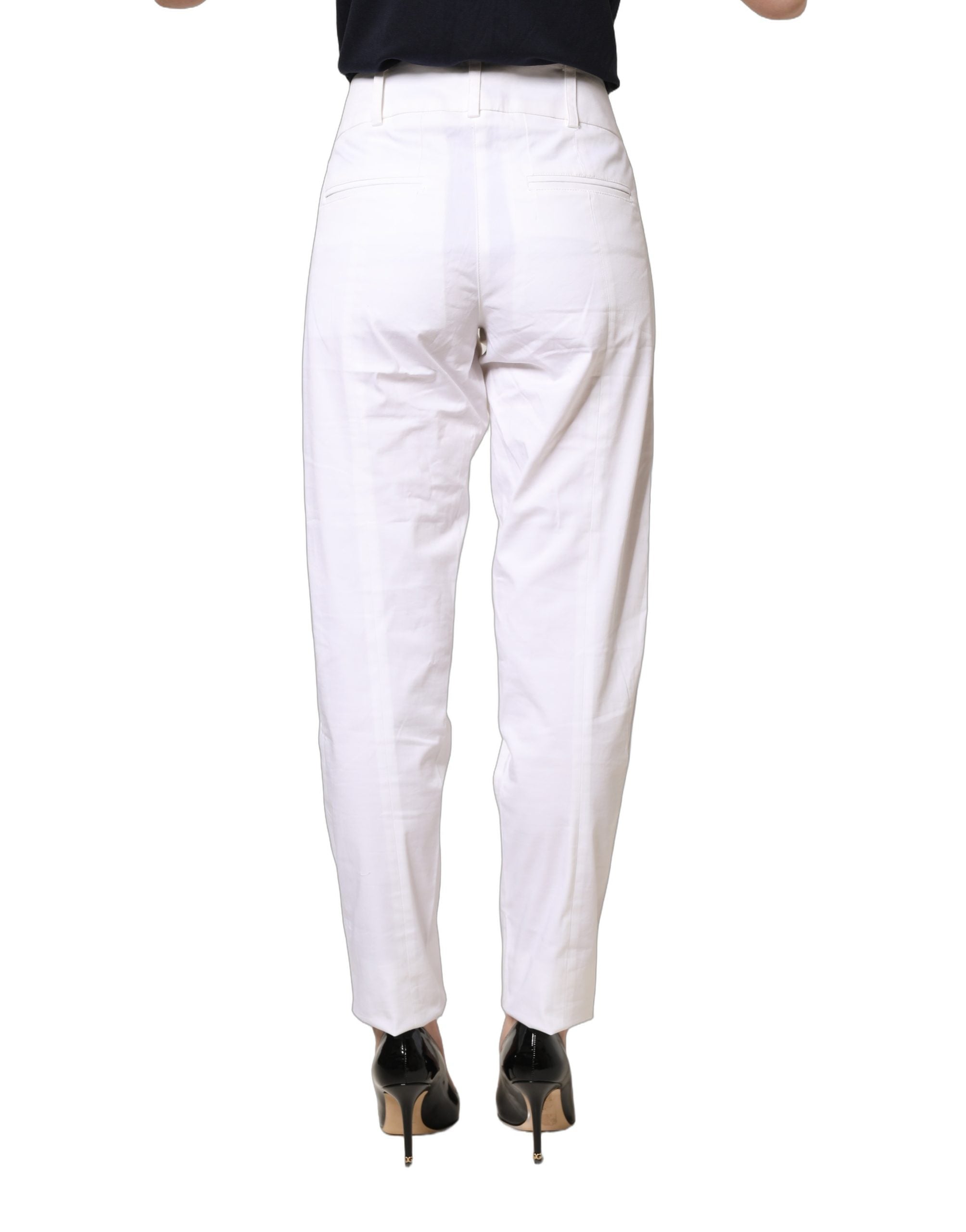 Patrizia Pepe White Mid Waist Tapered Formal Trousers Pants