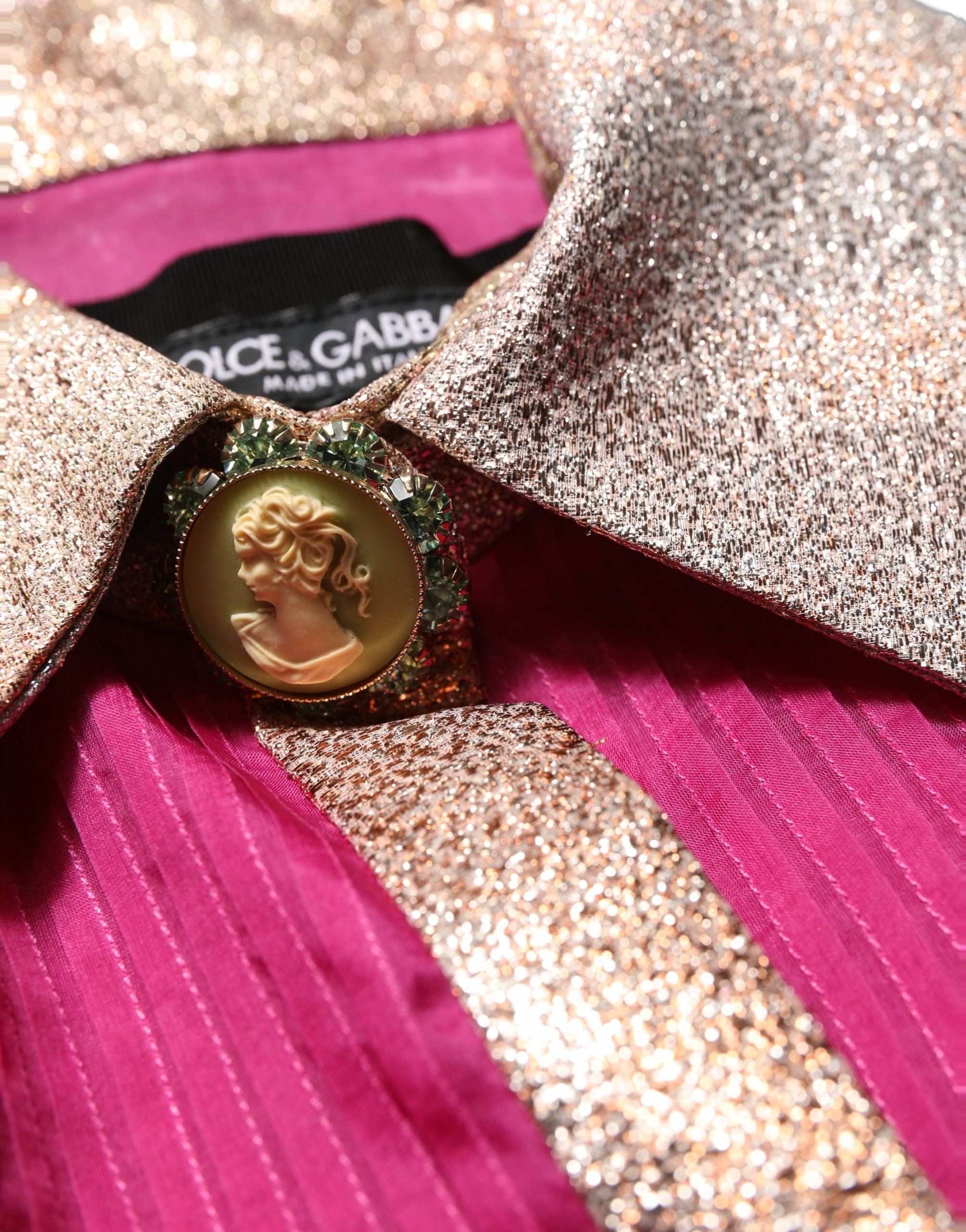 Dolce & Gabbana Fuchsia Sheer Chiffon Buttoned Blouse Top