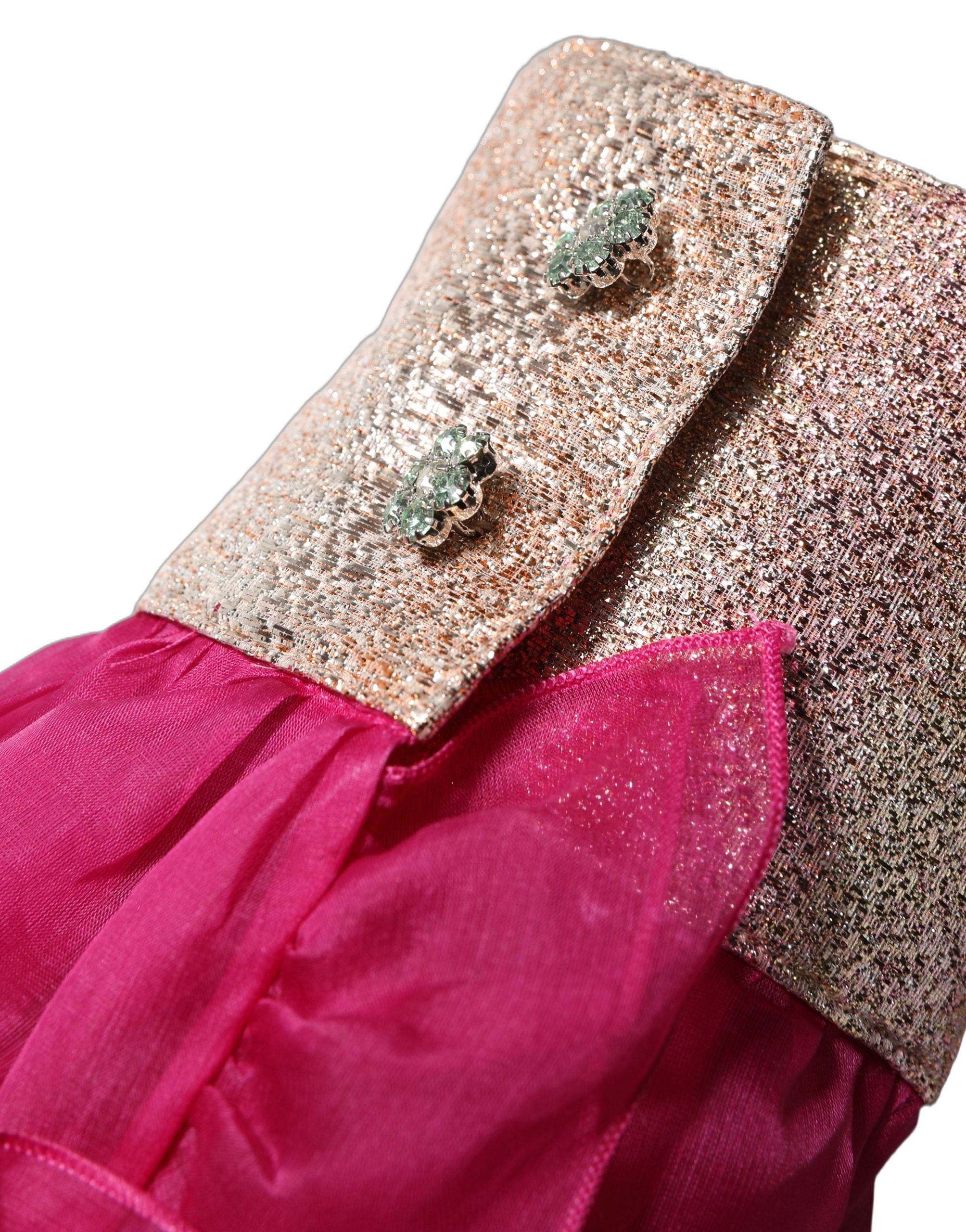 Dolce & Gabbana Fuchsia Sheer Chiffon Buttoned Blouse Top