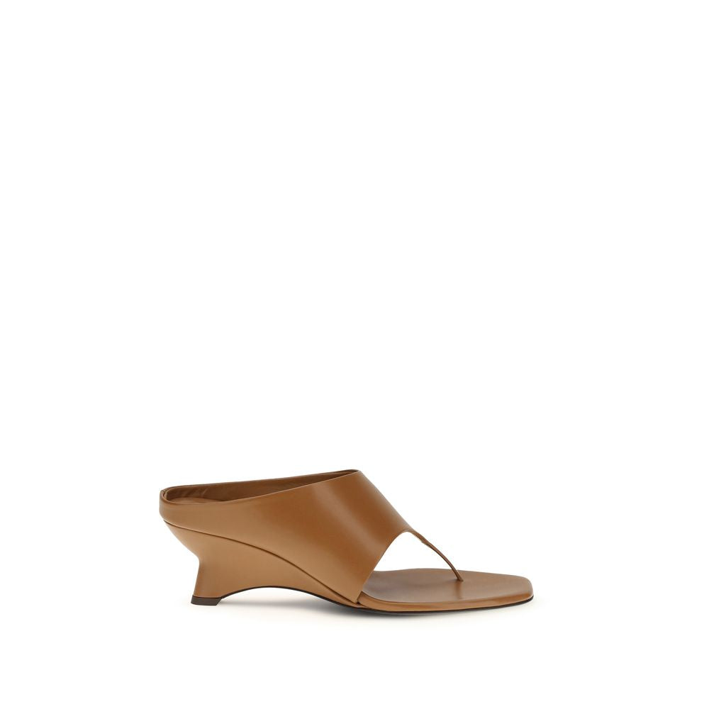 Khaite Brown Leather Platform Sandals