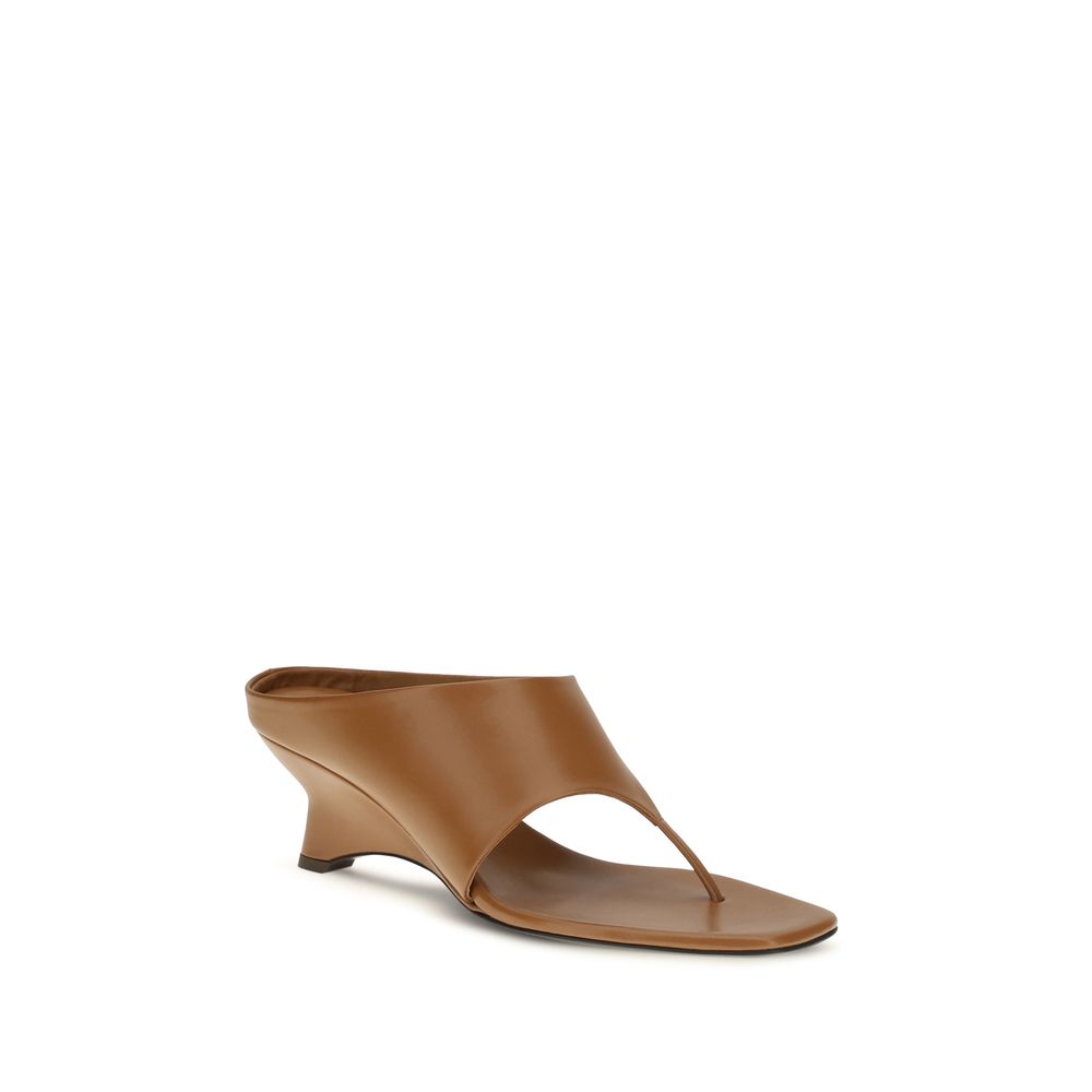 Khaite Brown Leather Platform Sandals