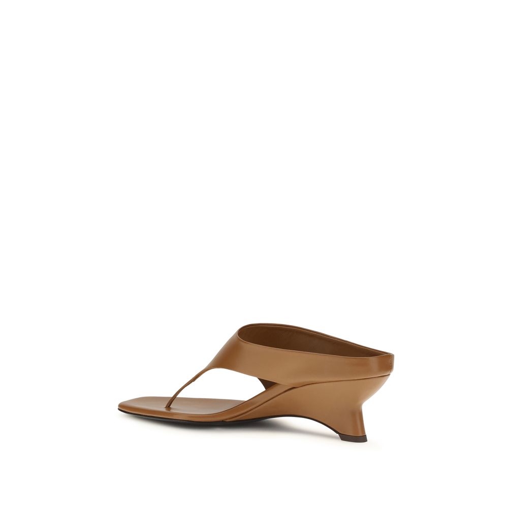 Khaite Brown Leather Platform Sandals