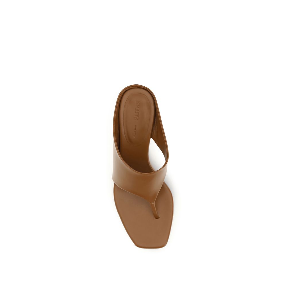 Khaite Brown Leather Platform Sandals