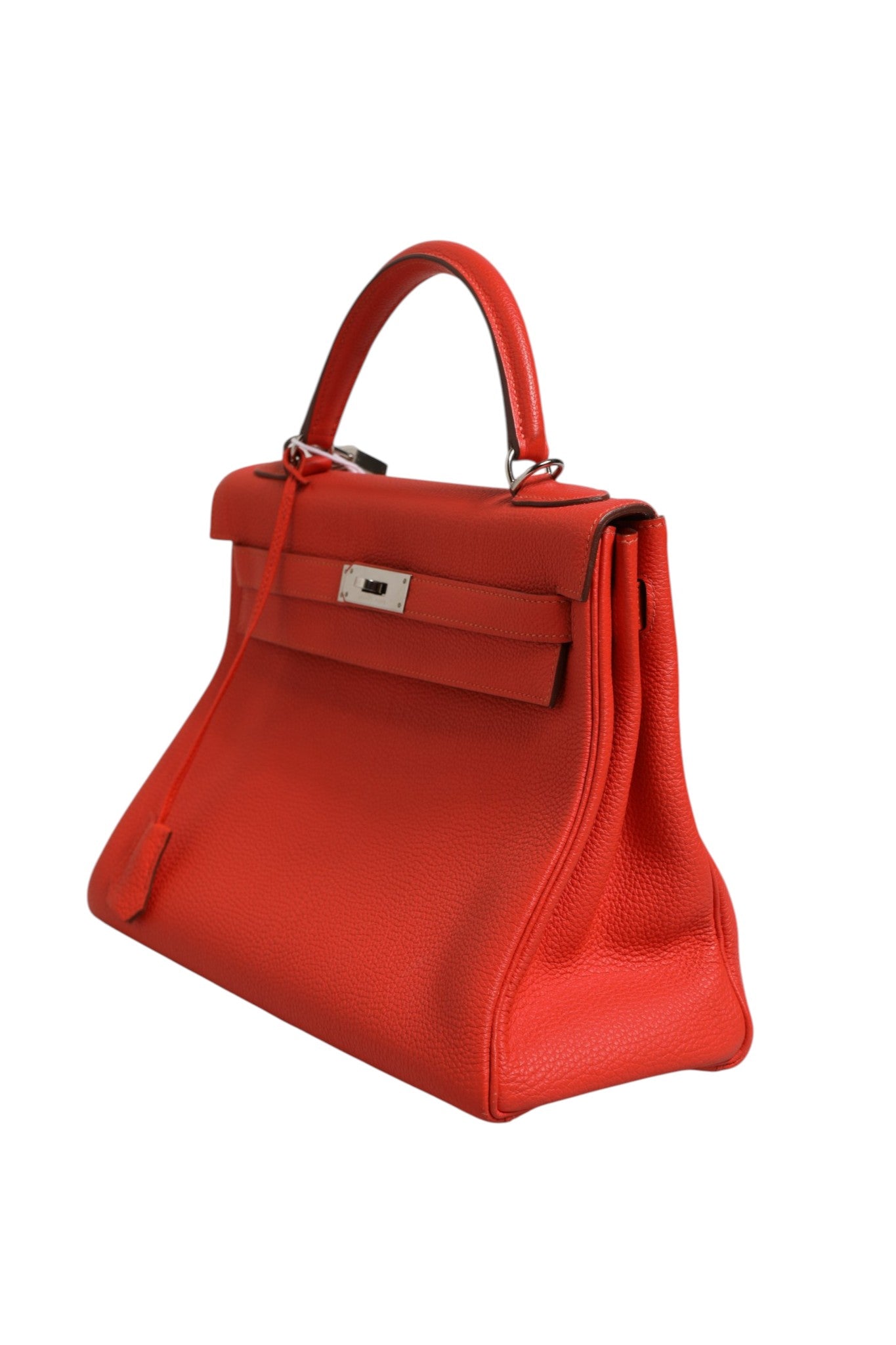Hermès Kelly 32 Retourne Two-Way Handbag in Vibrant Orange Leather