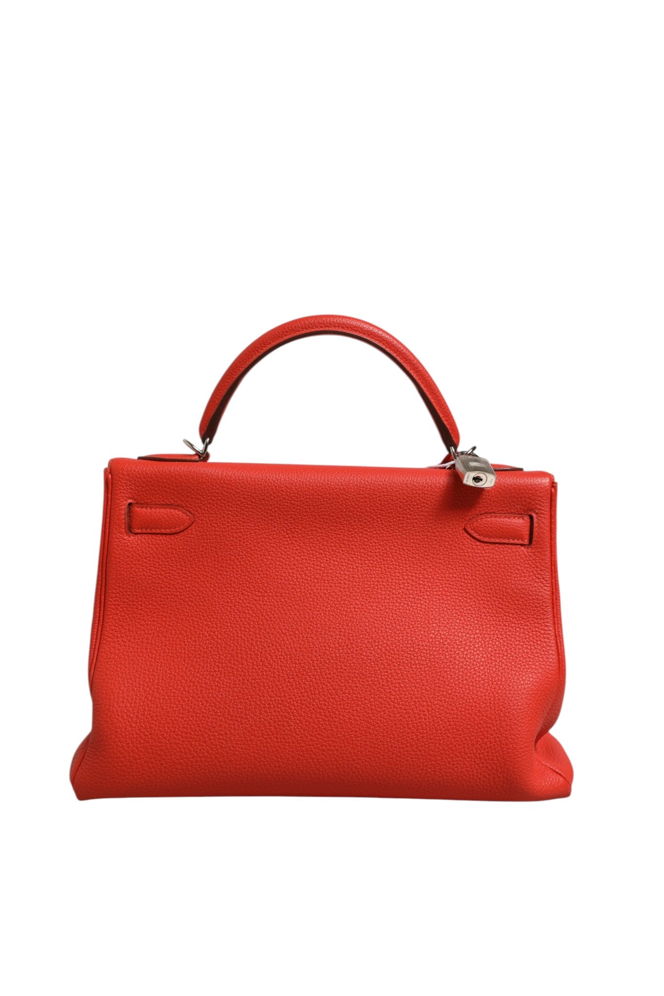 Hermès Kelly 32 Retourne Two-Way Handbag in Vibrant Orange Leather