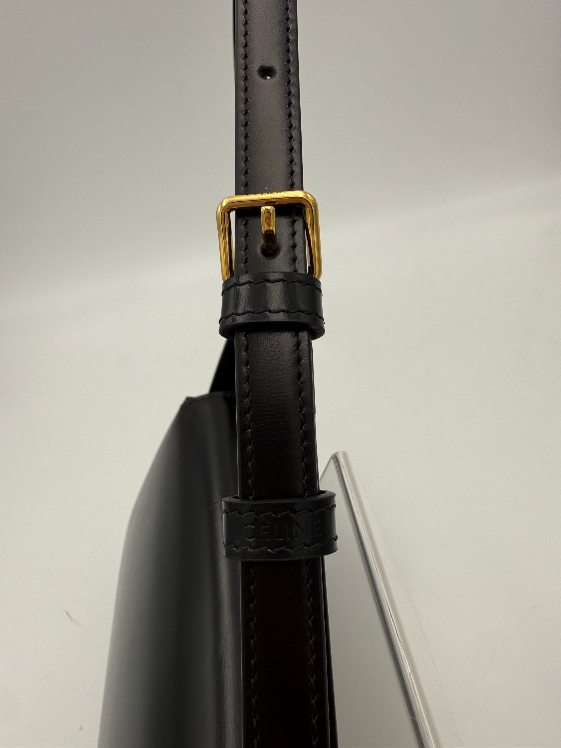 Celine Shiny Black Claude Triomphe Shoulder Bag