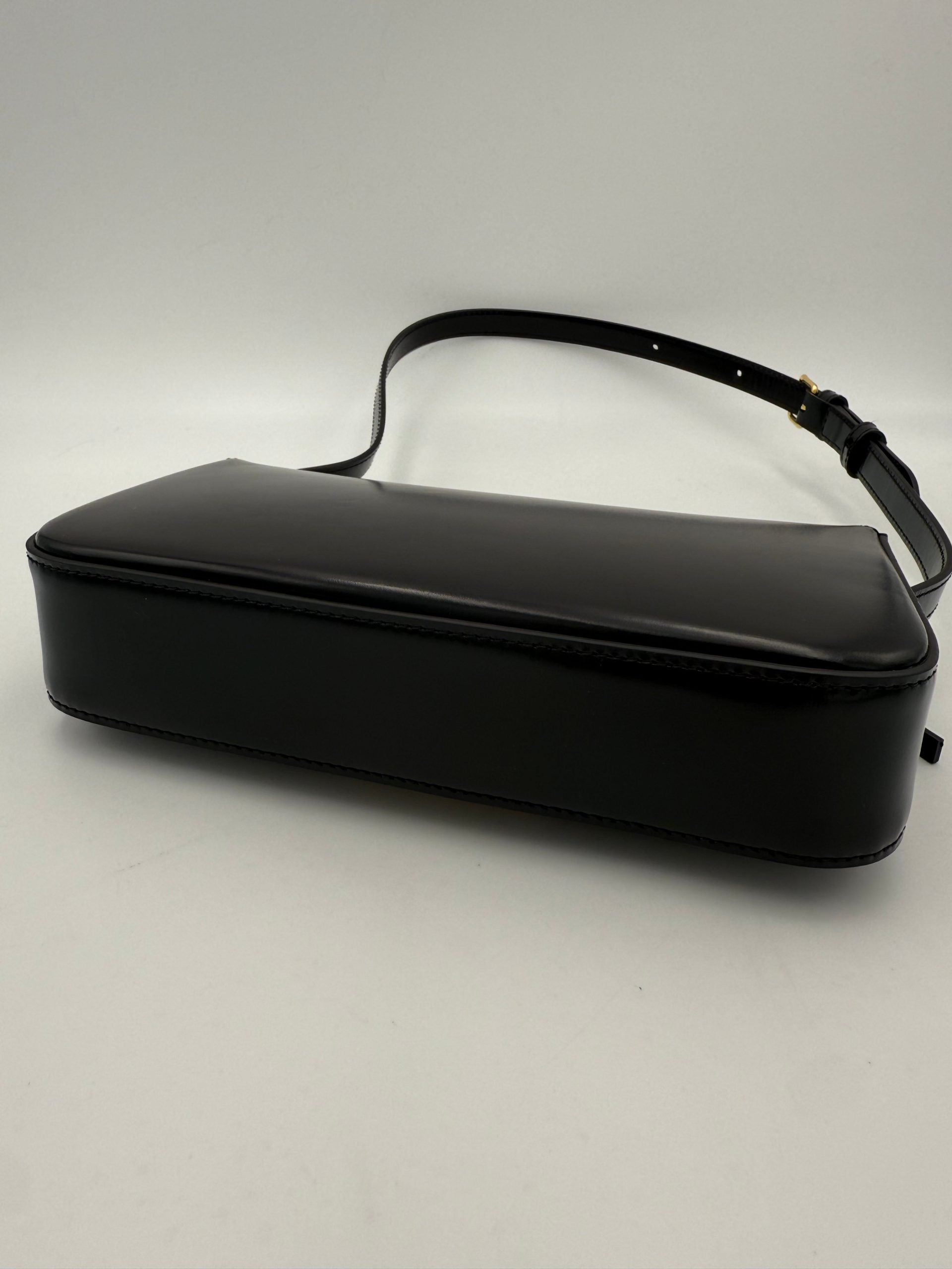 Celine Shiny Black Claude Triomphe Shoulder Bag