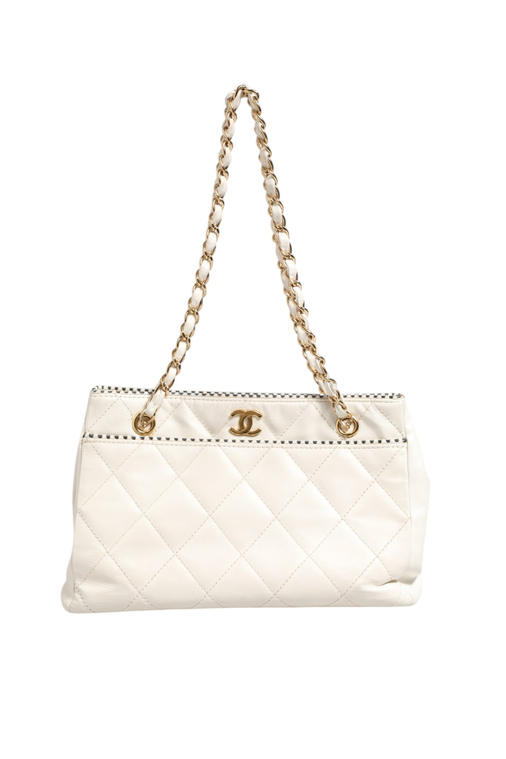 Chanel Mini Shiny Quilted White Leather Handbag