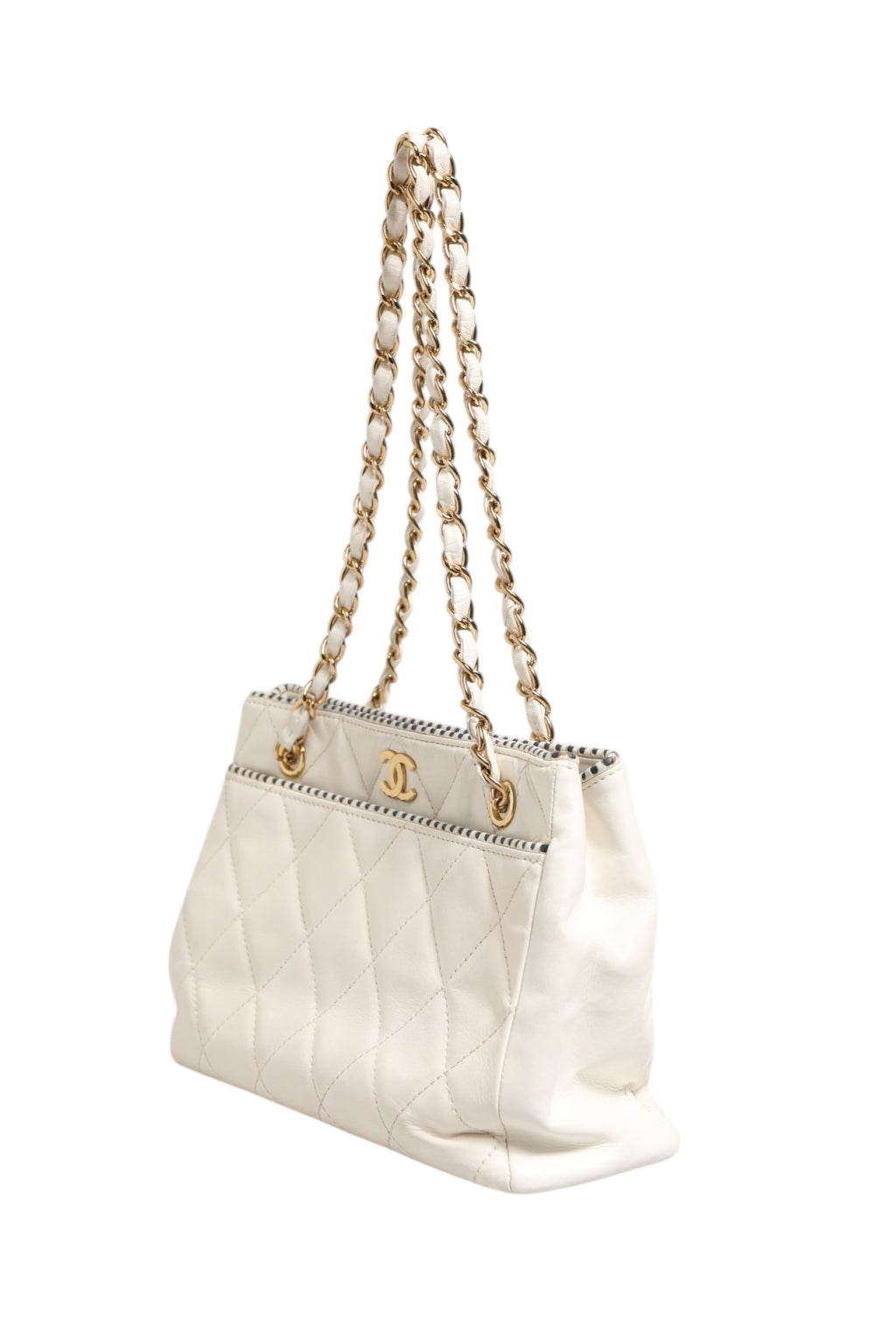 Chanel Mini Shiny Quilted White Leather Handbag