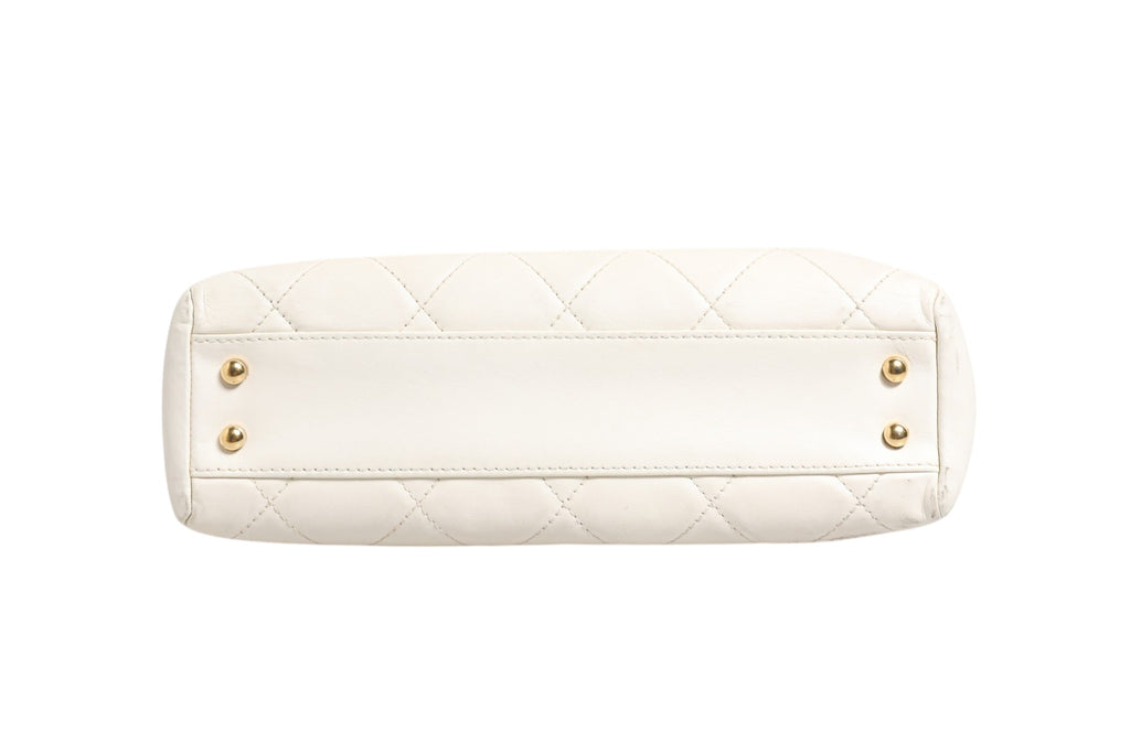 Chanel Mini Shiny Quilted White Leather Handbag