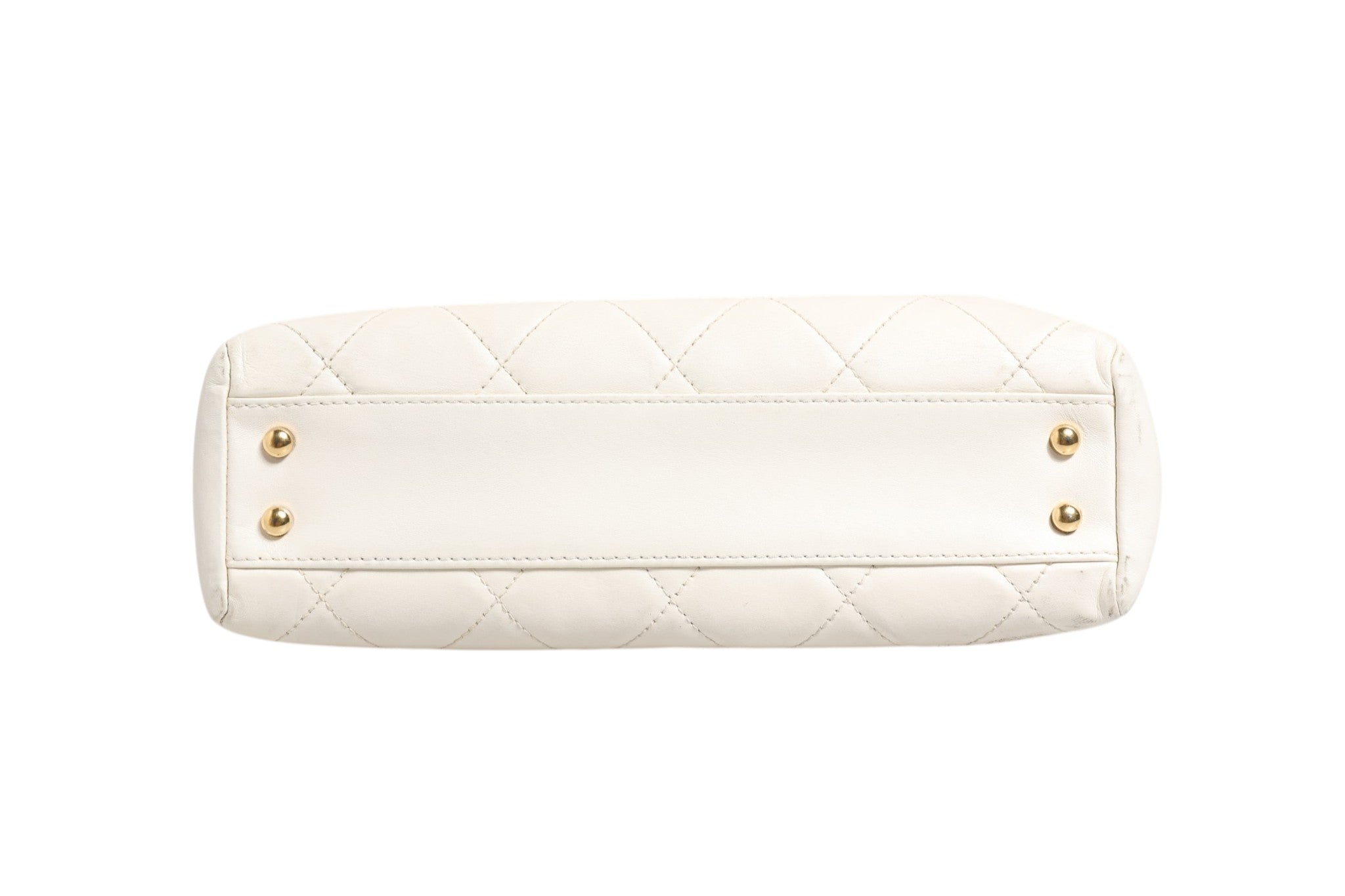 Chanel Mini Shiny Quilted White Leather Handbag