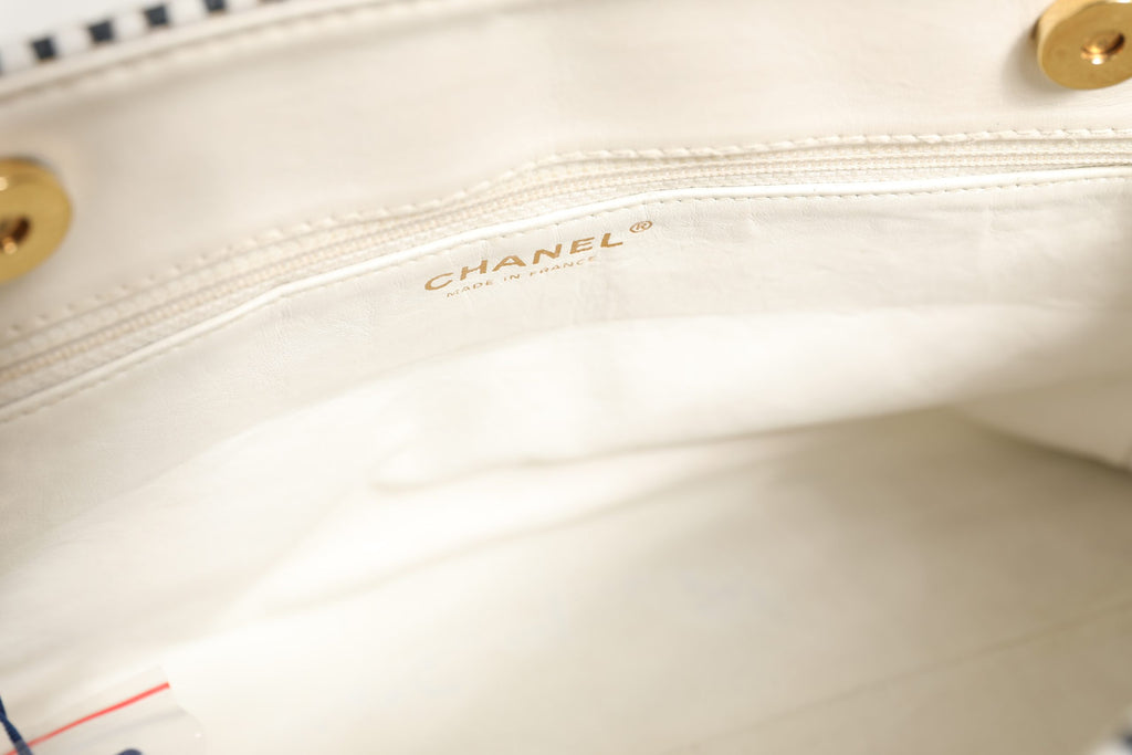 Chanel Mini Shiny Quilted White Leather Handbag