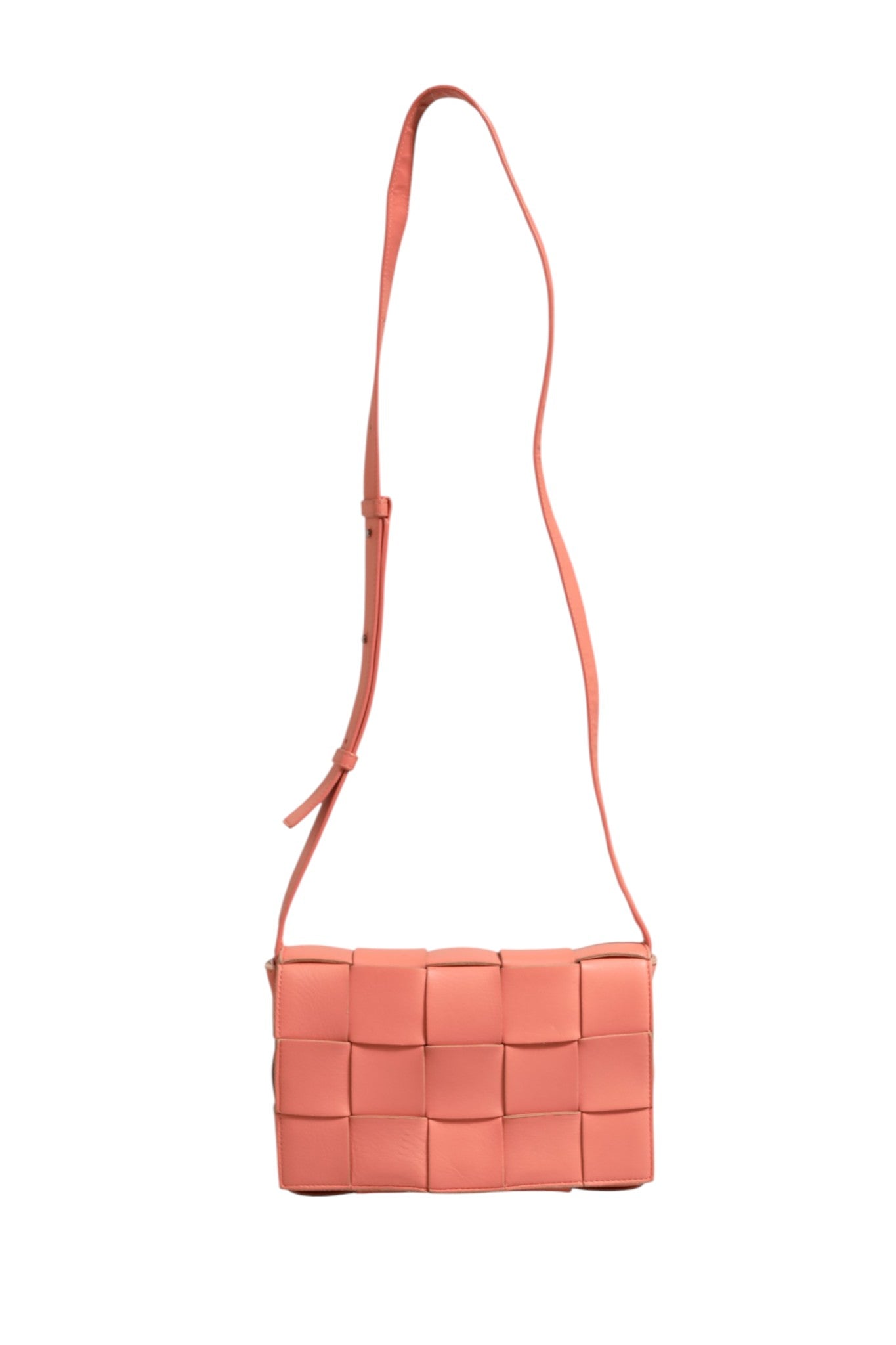 Bottega Veneta 22 Pink Intrecciato Leather Cassette Crossbody Bag