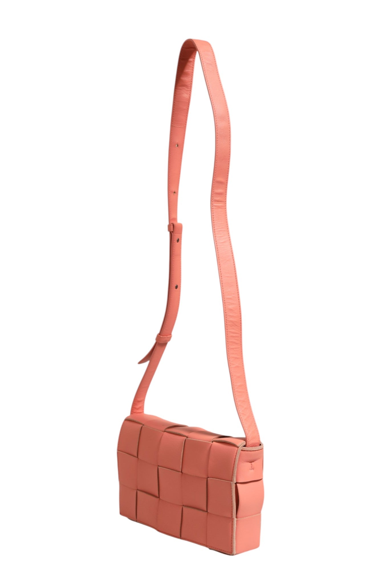Bottega Veneta 22 Pink Intrecciato Leather Cassette Crossbody Bag