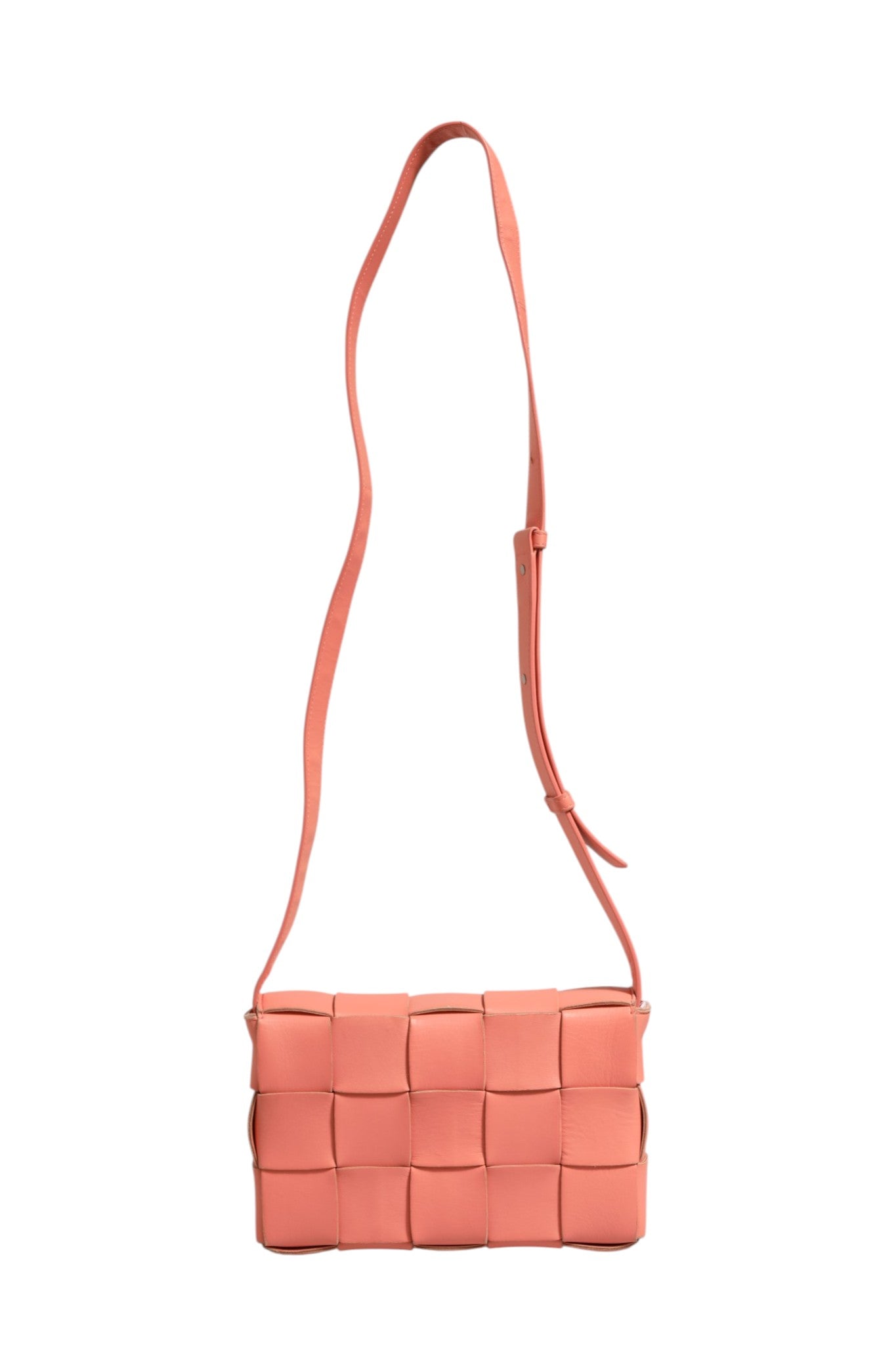 Bottega Veneta 22 Pink Intrecciato Leather Cassette Crossbody Bag