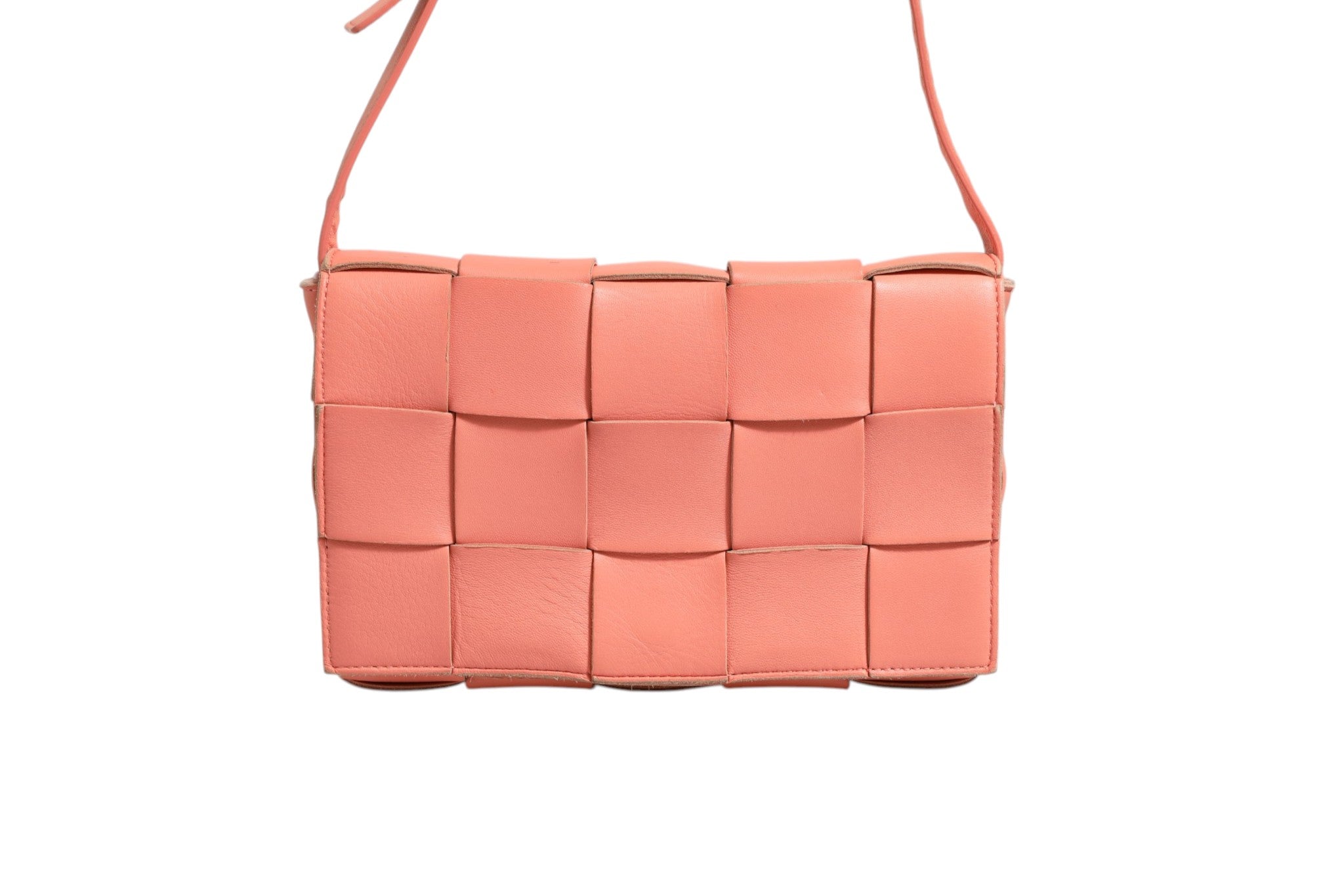 Bottega Veneta 22 Pink Intrecciato Leather Cassette Crossbody Bag