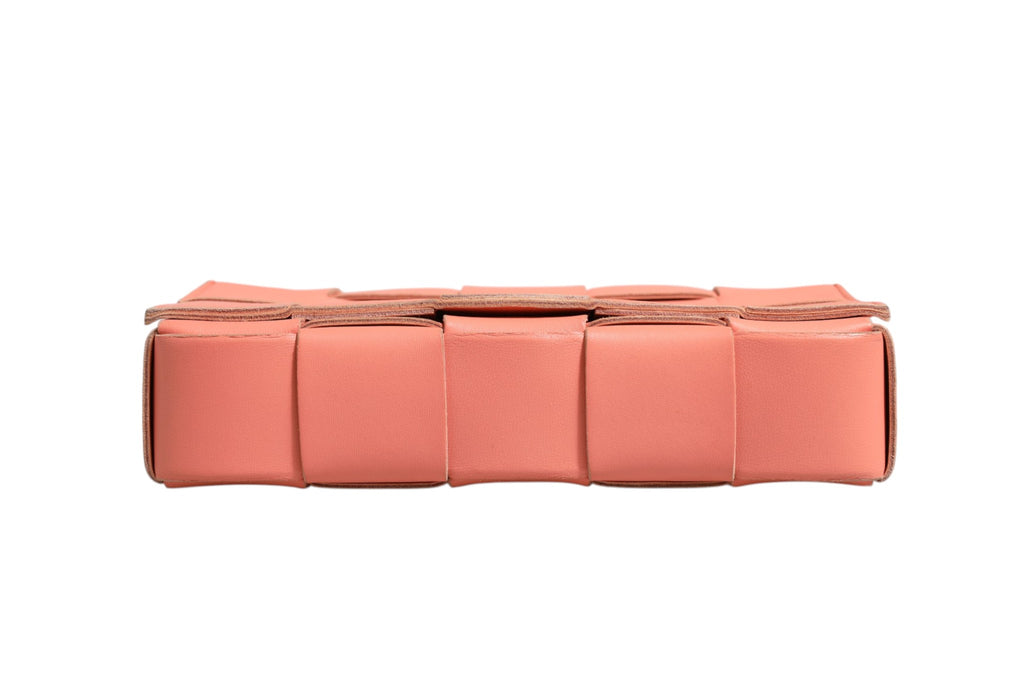 Bottega Veneta 22 Pink Intrecciato Leather Cassette Crossbody Bag