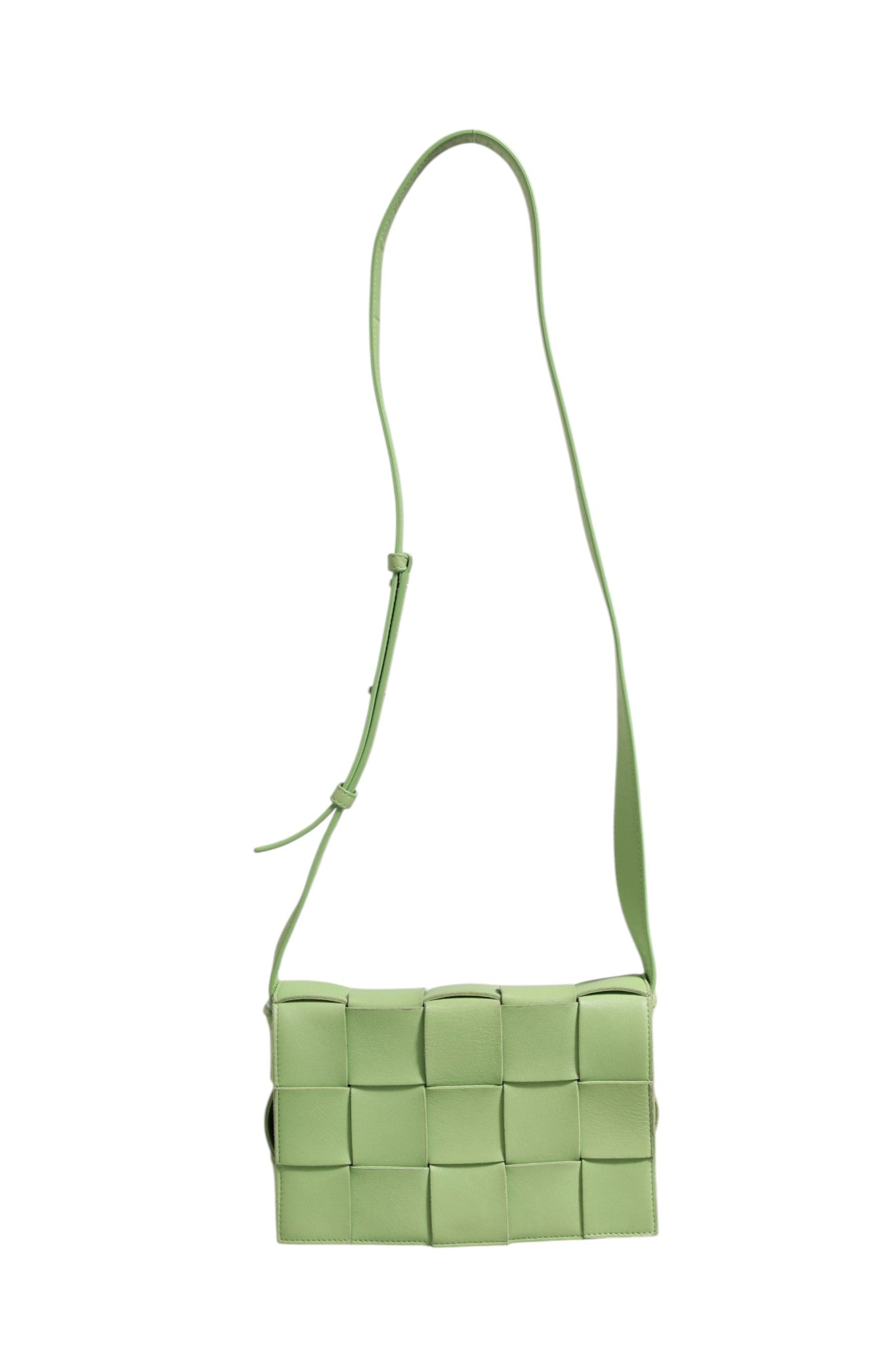 Bottega Veneta 22 Green Intrecciato Leather Cassette Crossbody Bag