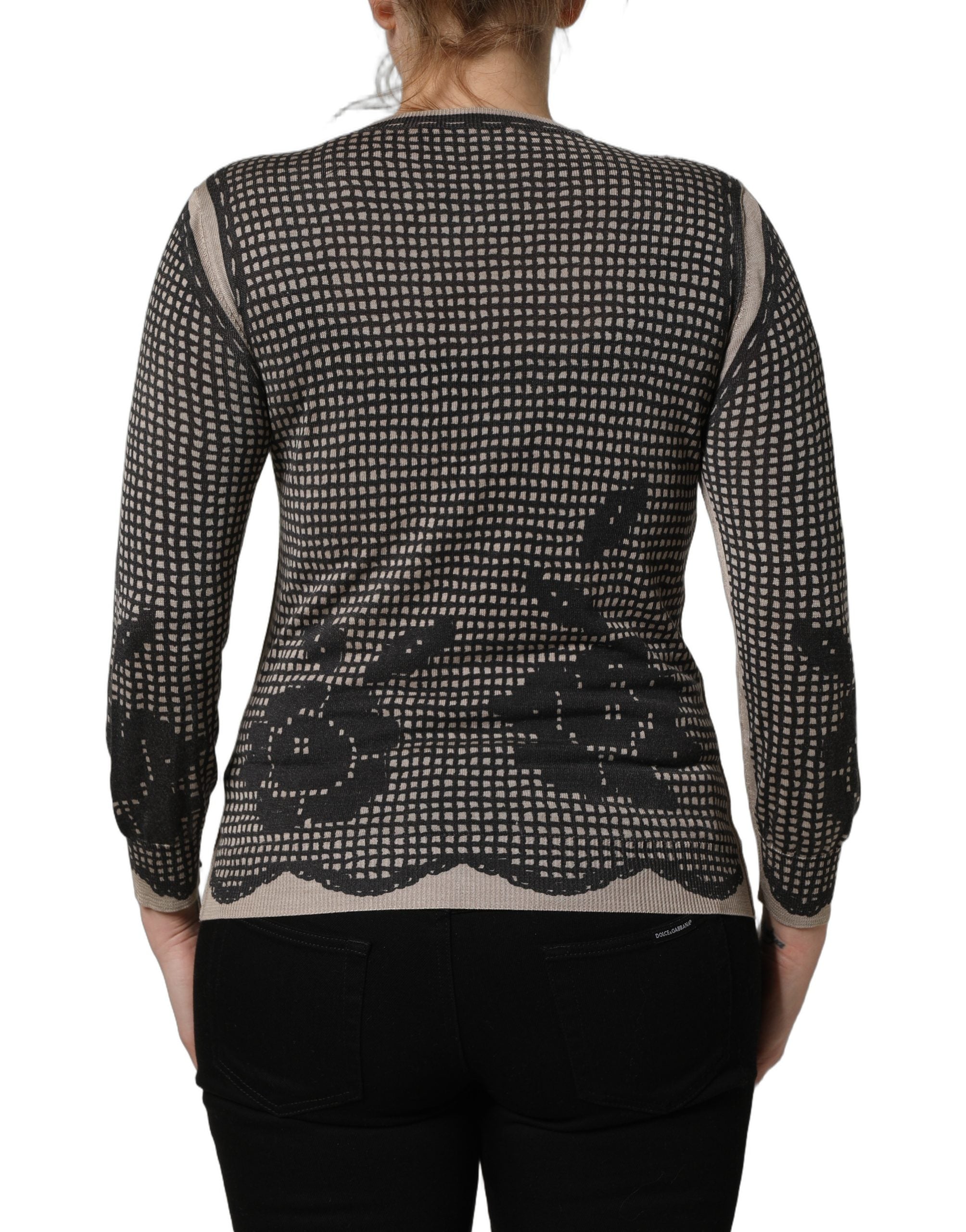 Dolce & Gabbana Black Floral Lace ButtonDownCardigan Sweater