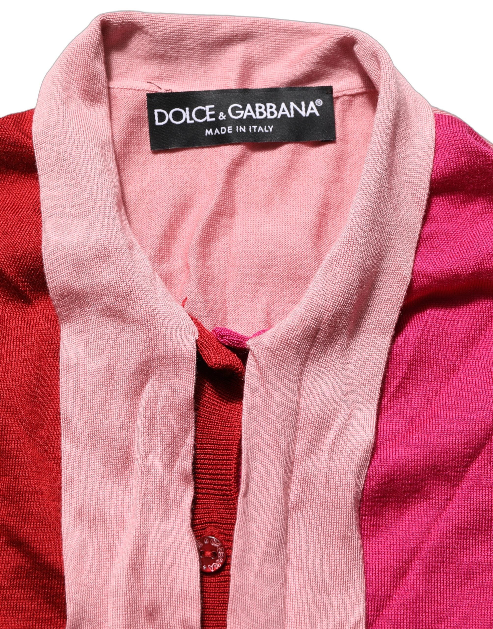 Dolce & Gabbana Pink Short Sleeves Buttoned Ascot Collar Top