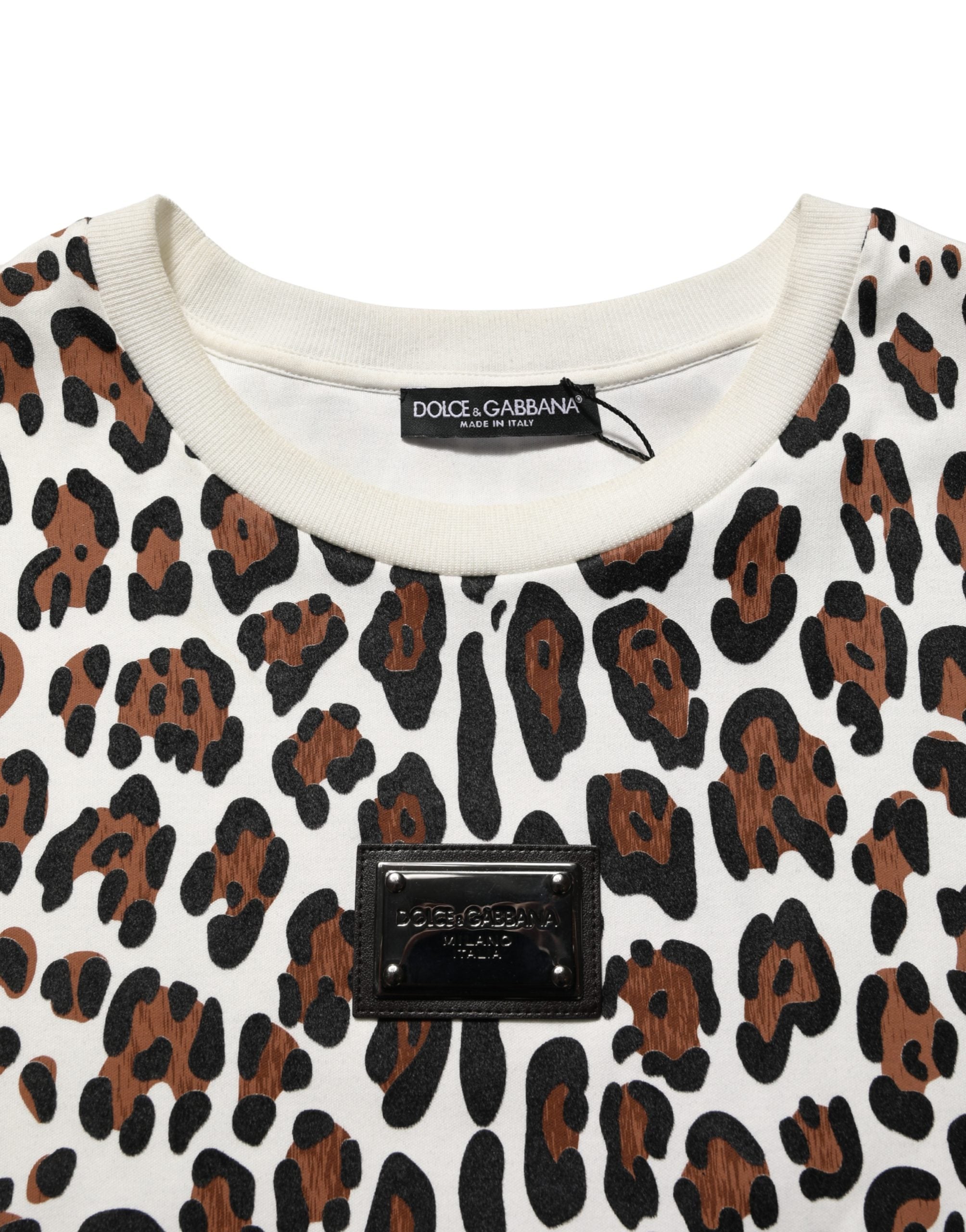 Dolce & Gabbana Multicolor Leopard Print Crew Neck T-shirt