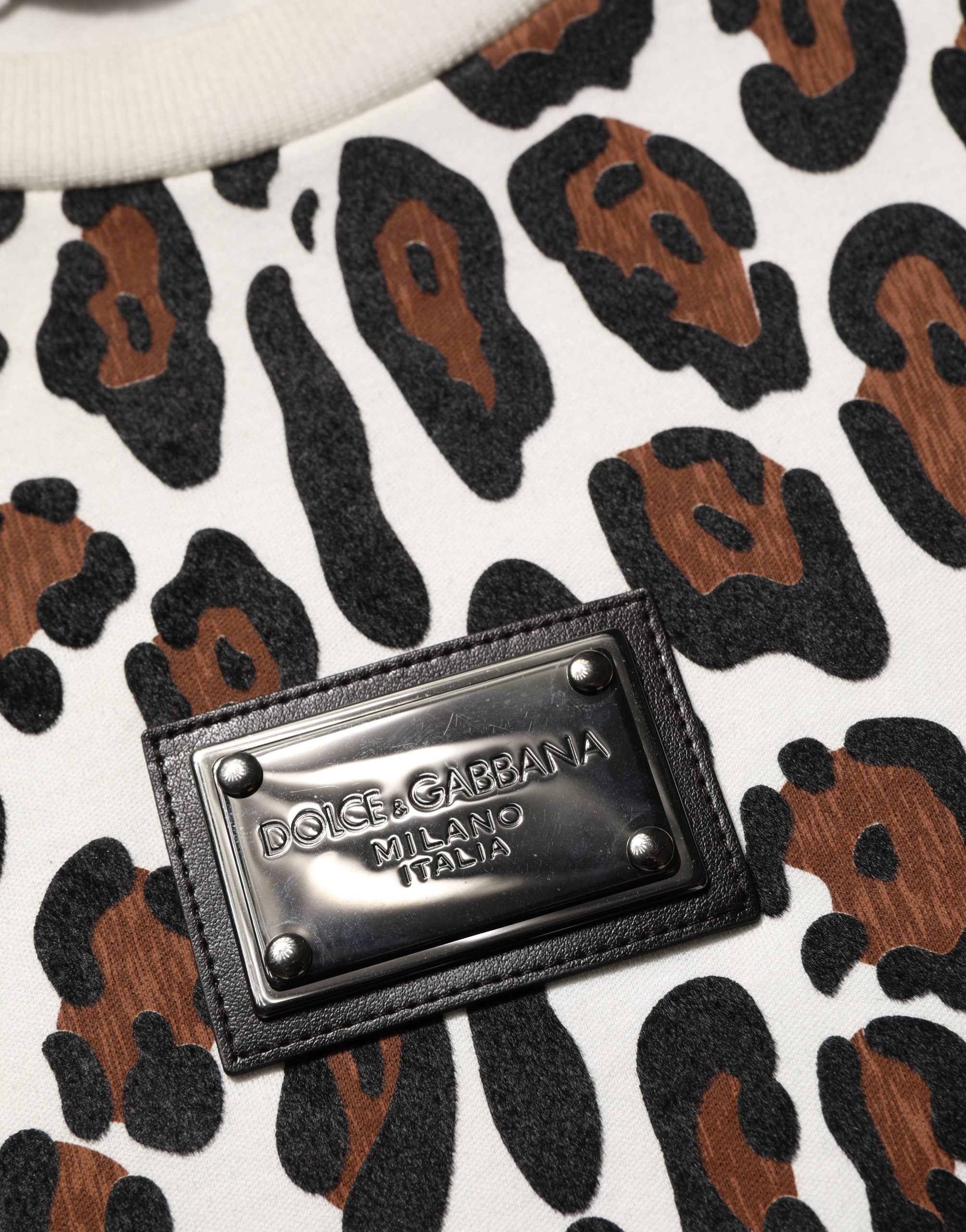 Dolce & Gabbana Multicolor Leopard Print Crew Neck T-shirt