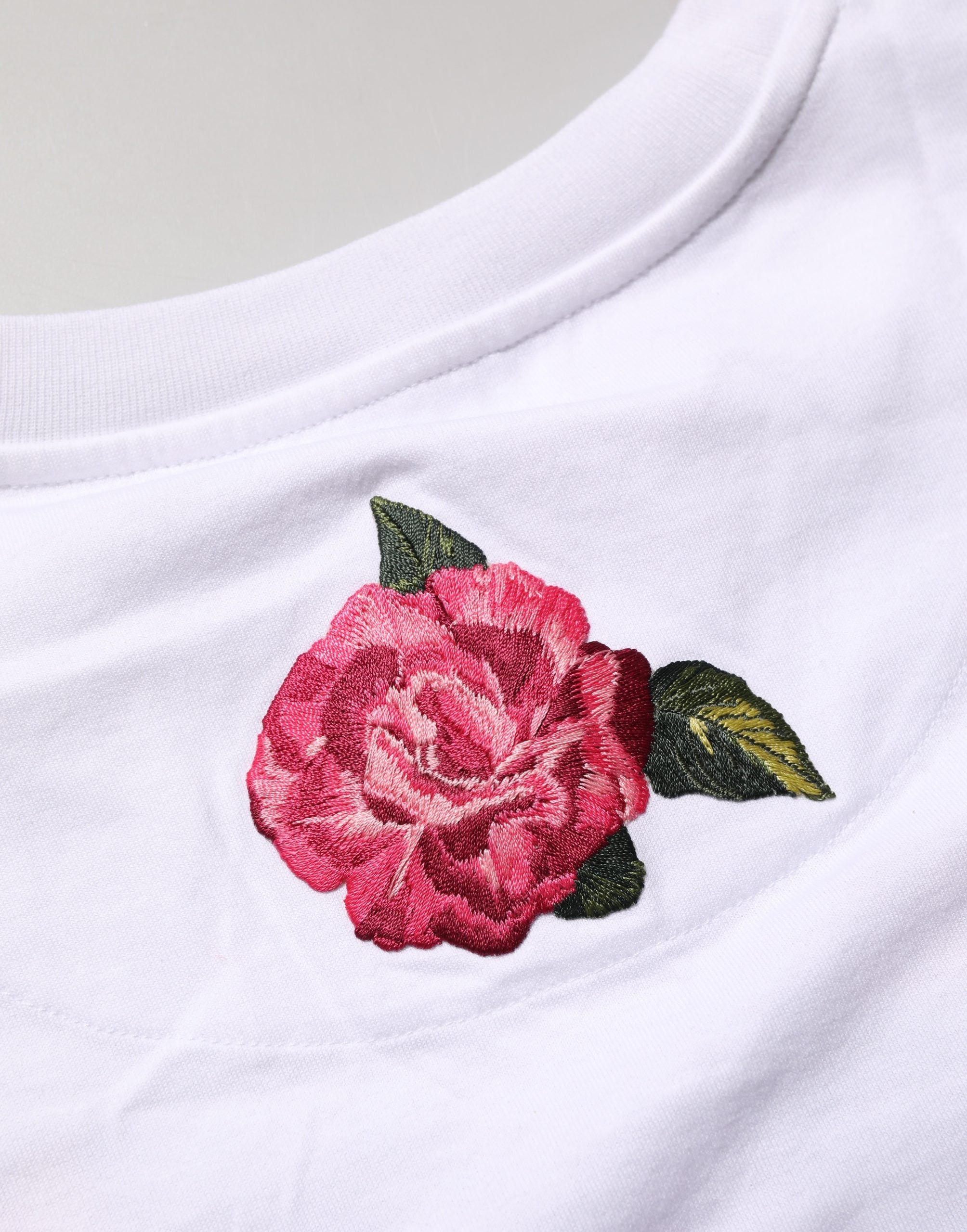 Dolce & Gabbana White DG Floral Cotton Jersey Crop T-shirt