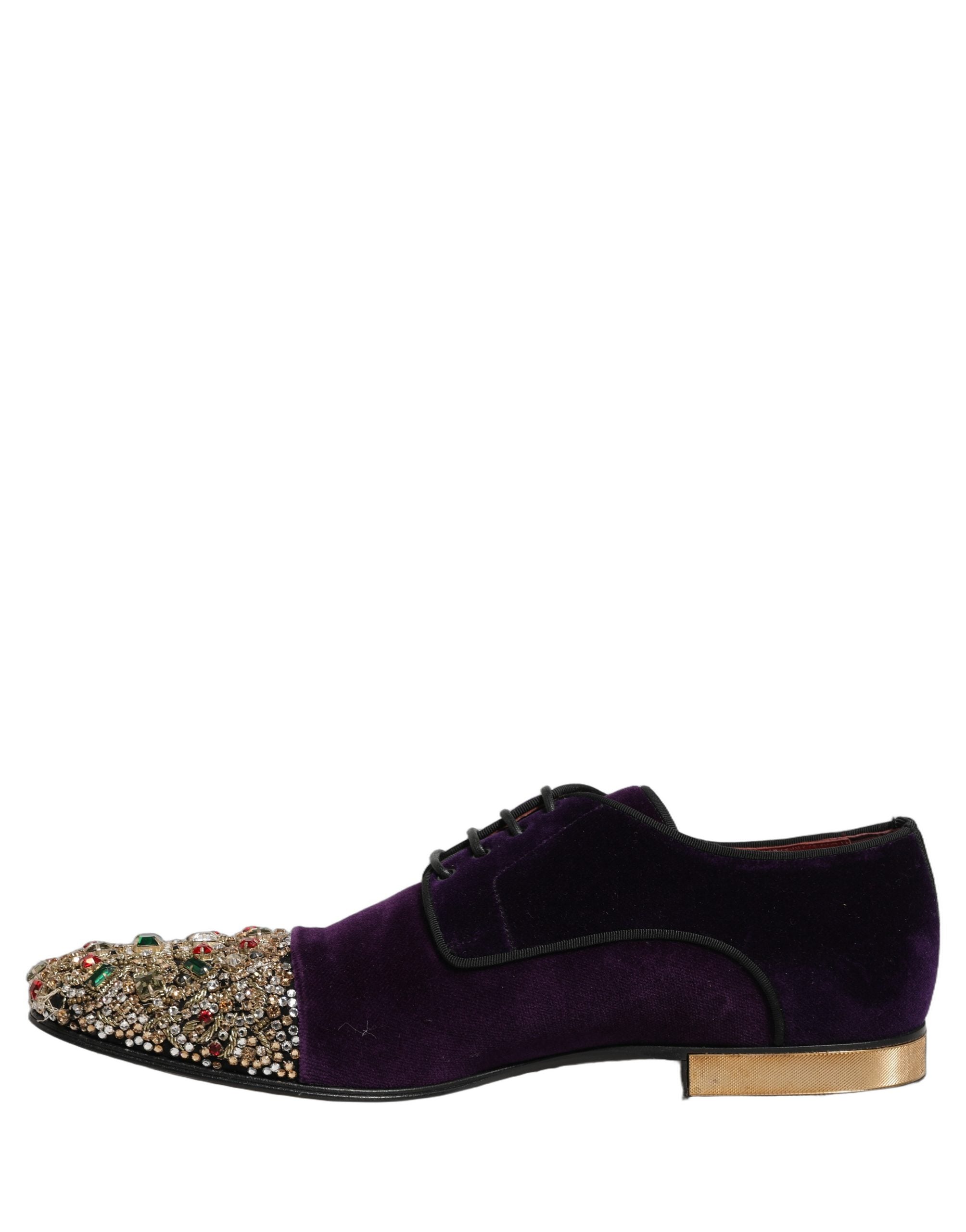 Dolce & Gabbana Violet Suede Embellished Derby Dress Shoes