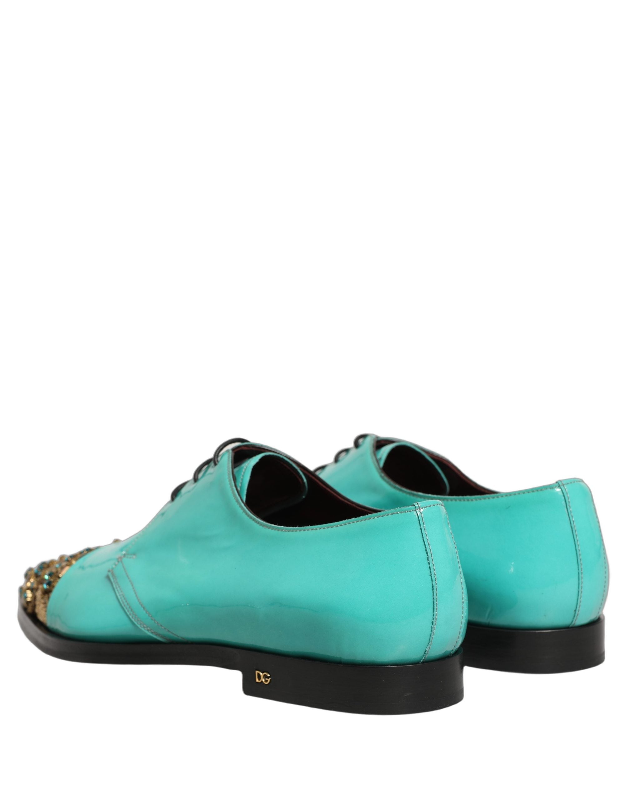 Dolce & Gabbana Aqua Blue Embellished Derby Dress Formal Shoes