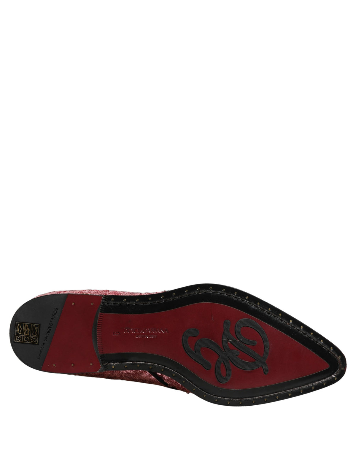 New Dolce & Gabbana Pink Sequin Embellished Men Derby Dress Shoes