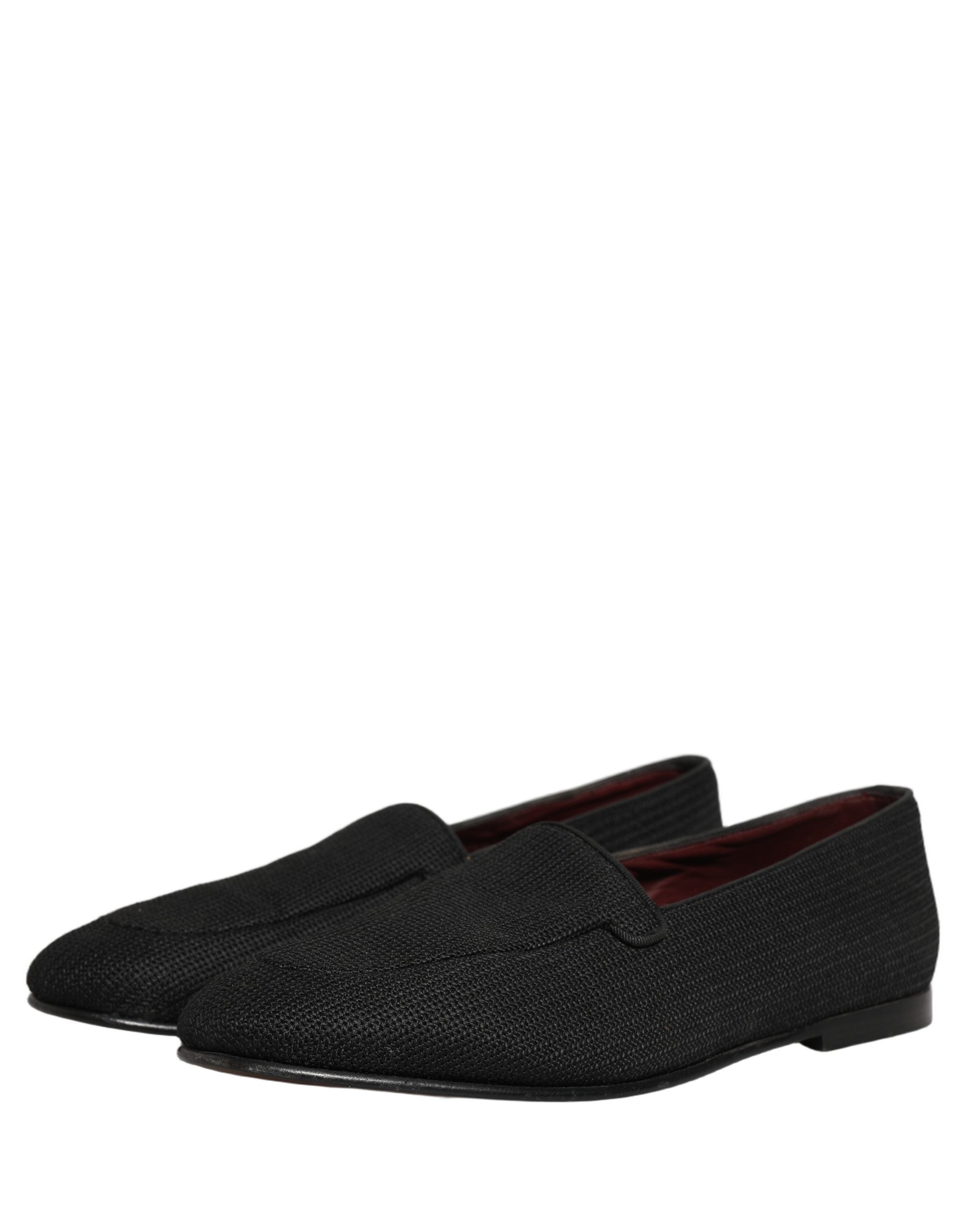 Dolce & Gabbana Black Woven Men Slip On Dress Loafers Shoes