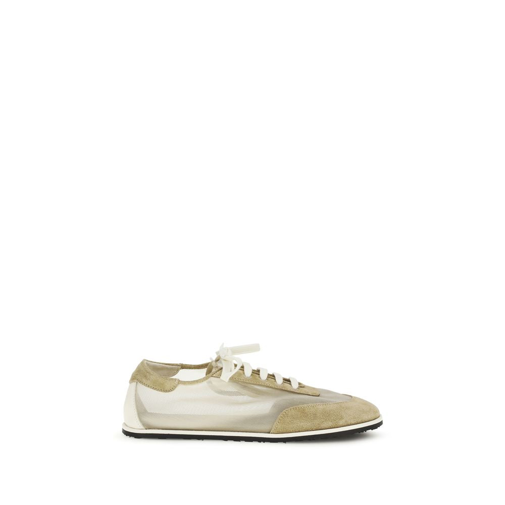 Dear Frances Beige Leather Low Top Sneakers