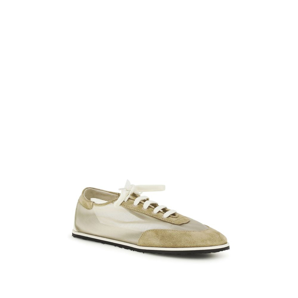 Dear Frances Beige Leather Low Top Sneakers