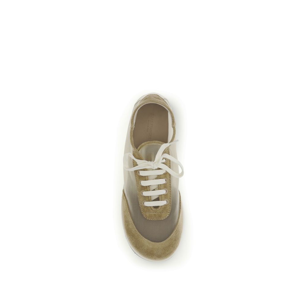Dear Frances Beige Leather Low Top Sneakers