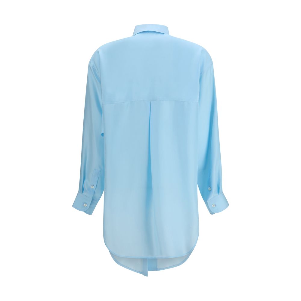Umit Benan Blue Silk Dress Shirt