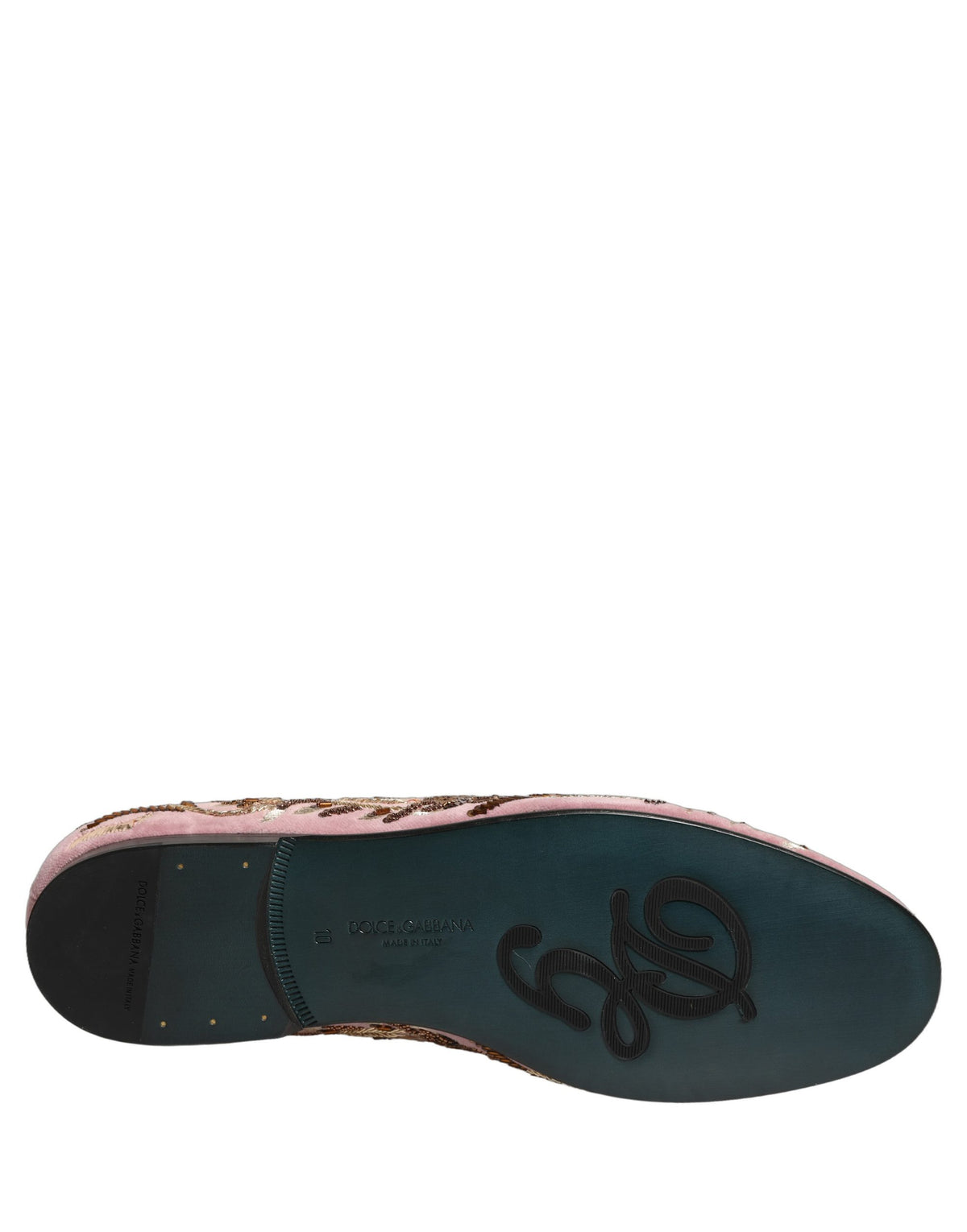 New Dolce & Gabbana Pink Velvet Floral Embroidery Loafers Shoes