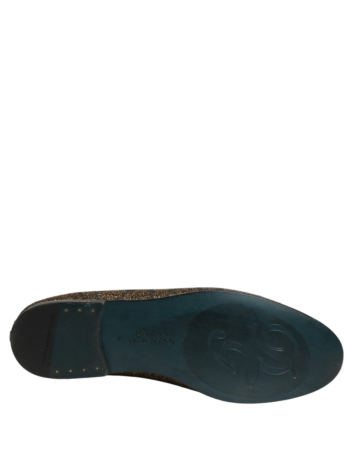 New Dolce & Gabbana Gold Lurex Glitter Men Slip On Loafers Shoes