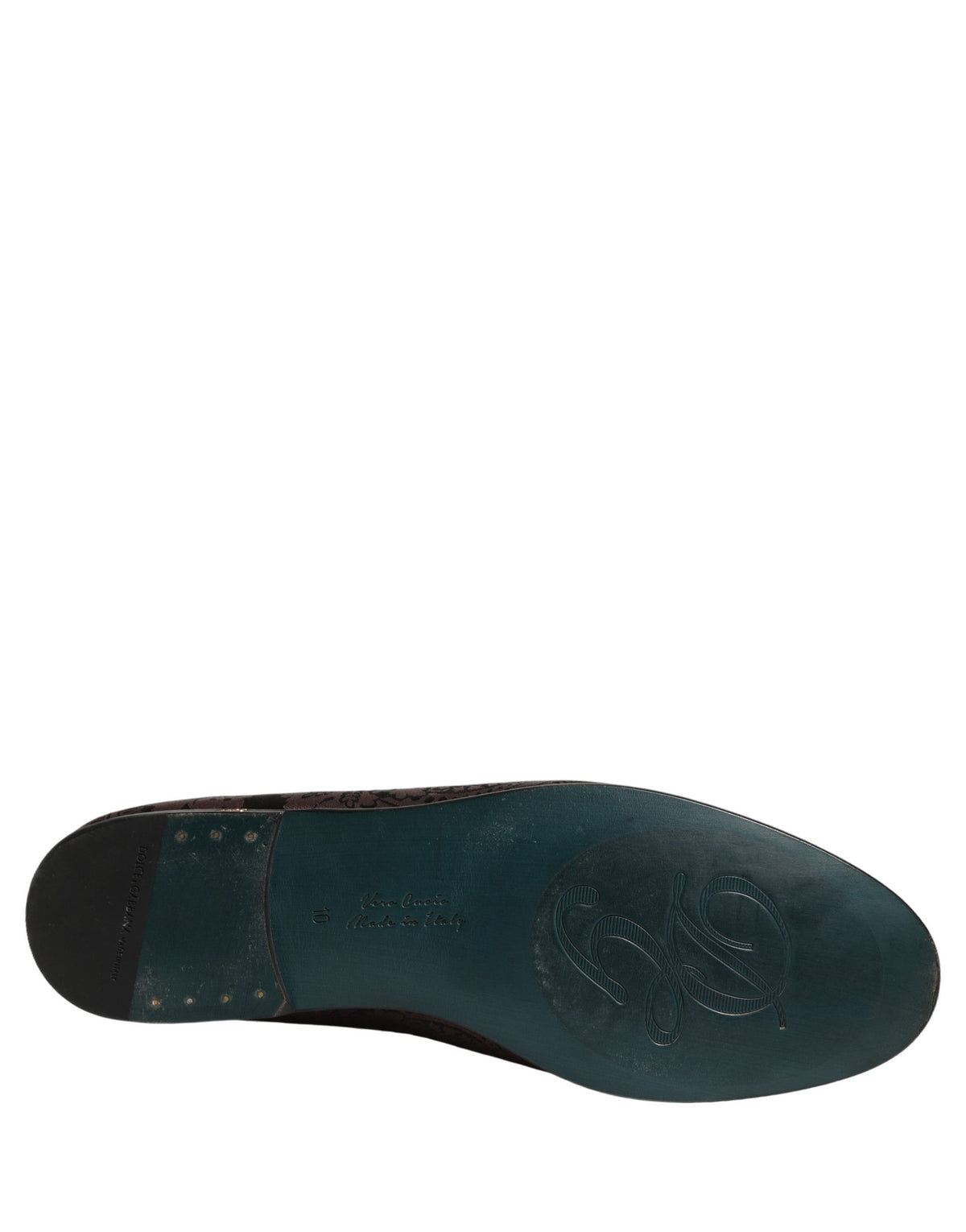 New Dolce & Gabbana Maroon Jacquard Leather Slip On Loafers Shoes