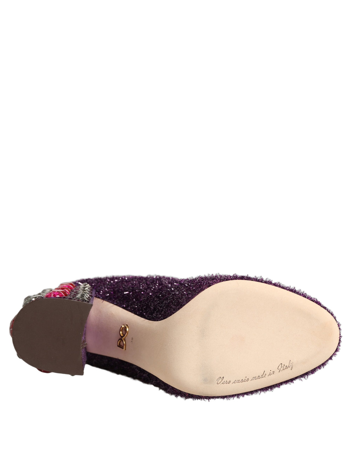 New Dolce & Gabbana Purple Crystal Lurex Fantasy High Boots Shoes
