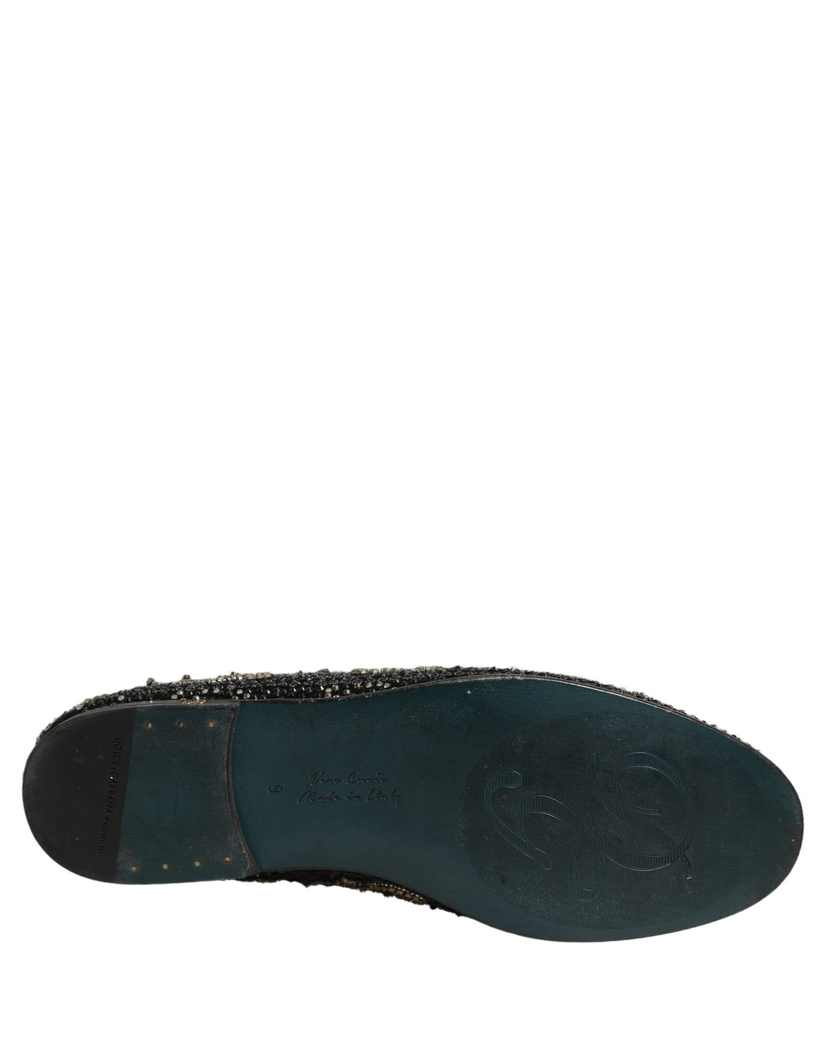New Dolce & Gabbana Black Rhinestone Embellished Loafers Shoes