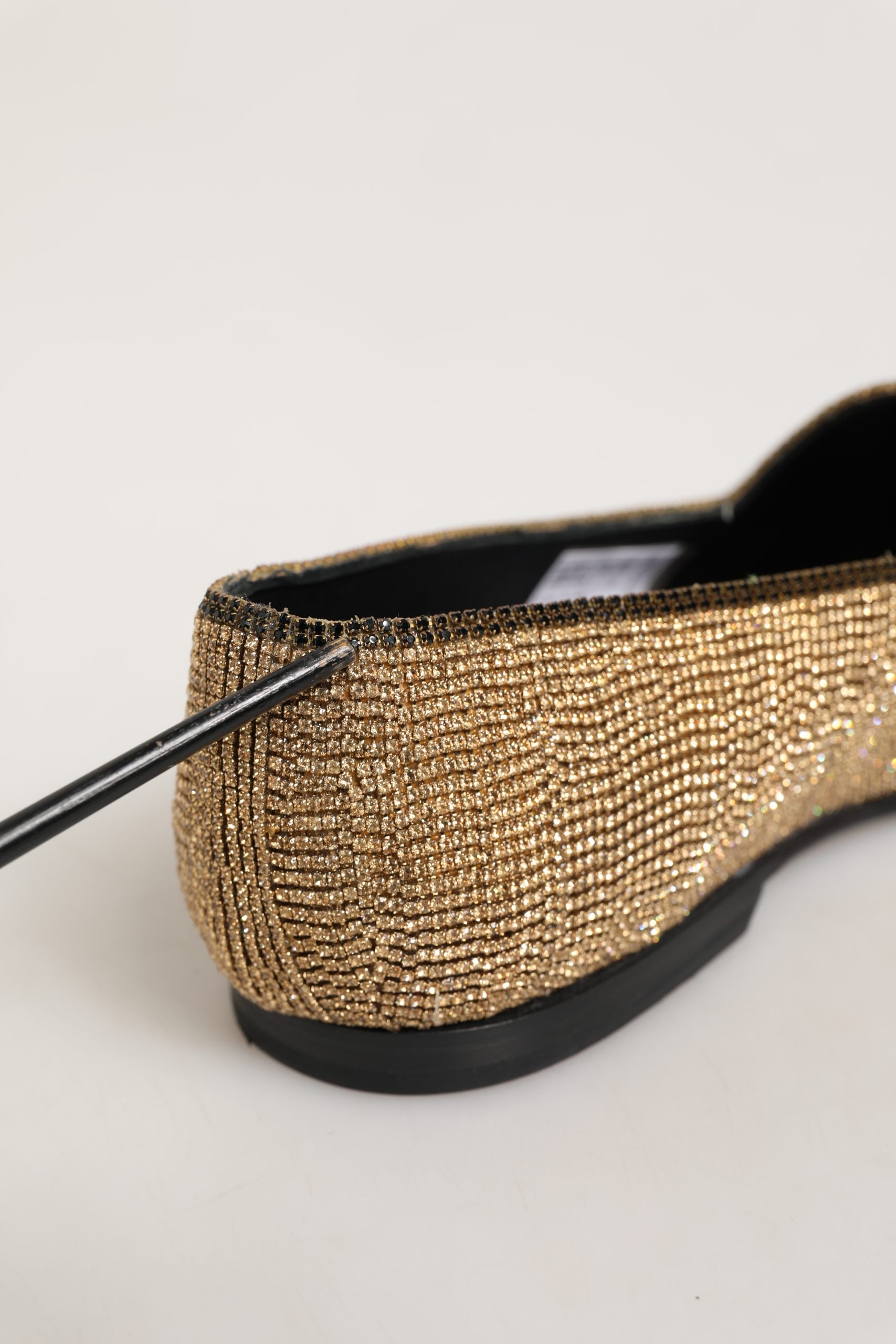 Dolce & Gabbana Gold Crystal Embellished Men Loafers Shoes