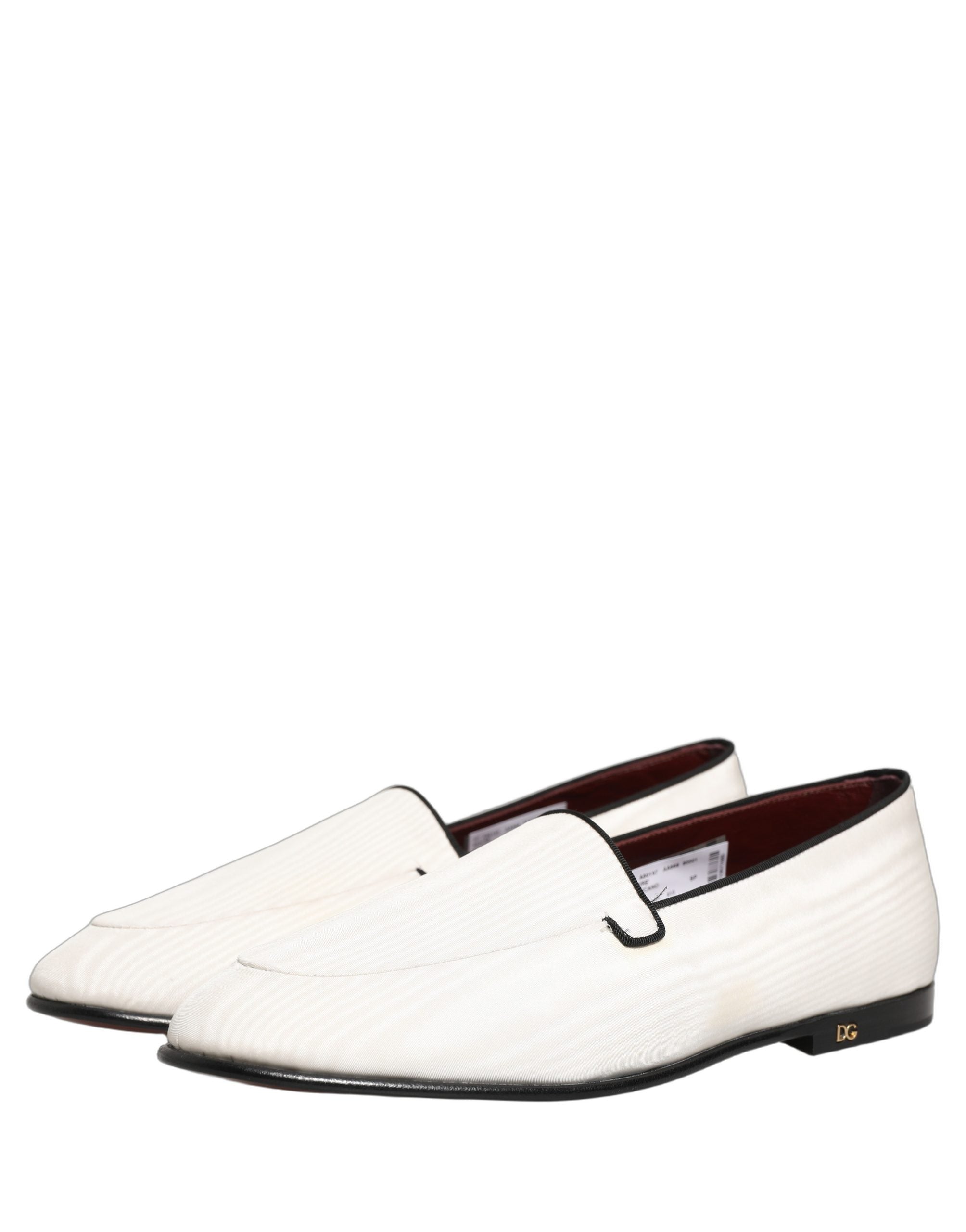 Dolce & Gabbana White Velvet Slip-On Loafers